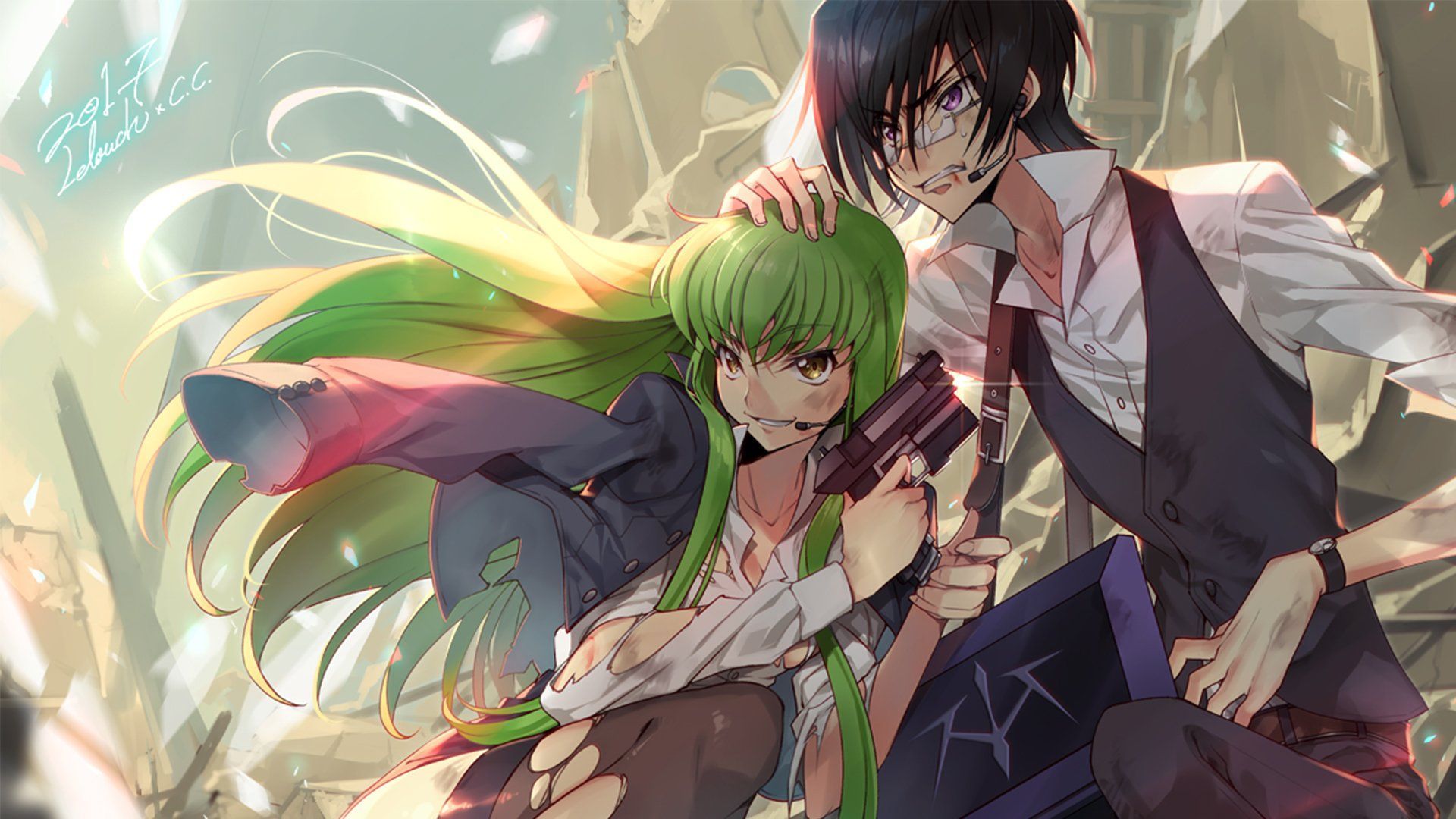 1920x1080 Code Geass HD: C.C. & Lelouch United in Anime Elegance