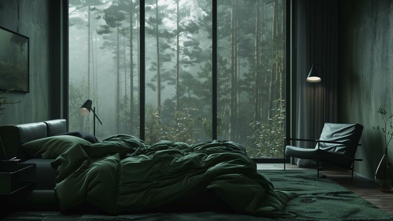 1280x720 Dark Aesthetic. Cozy Vibes. Rainy Window. Cool Bedroom