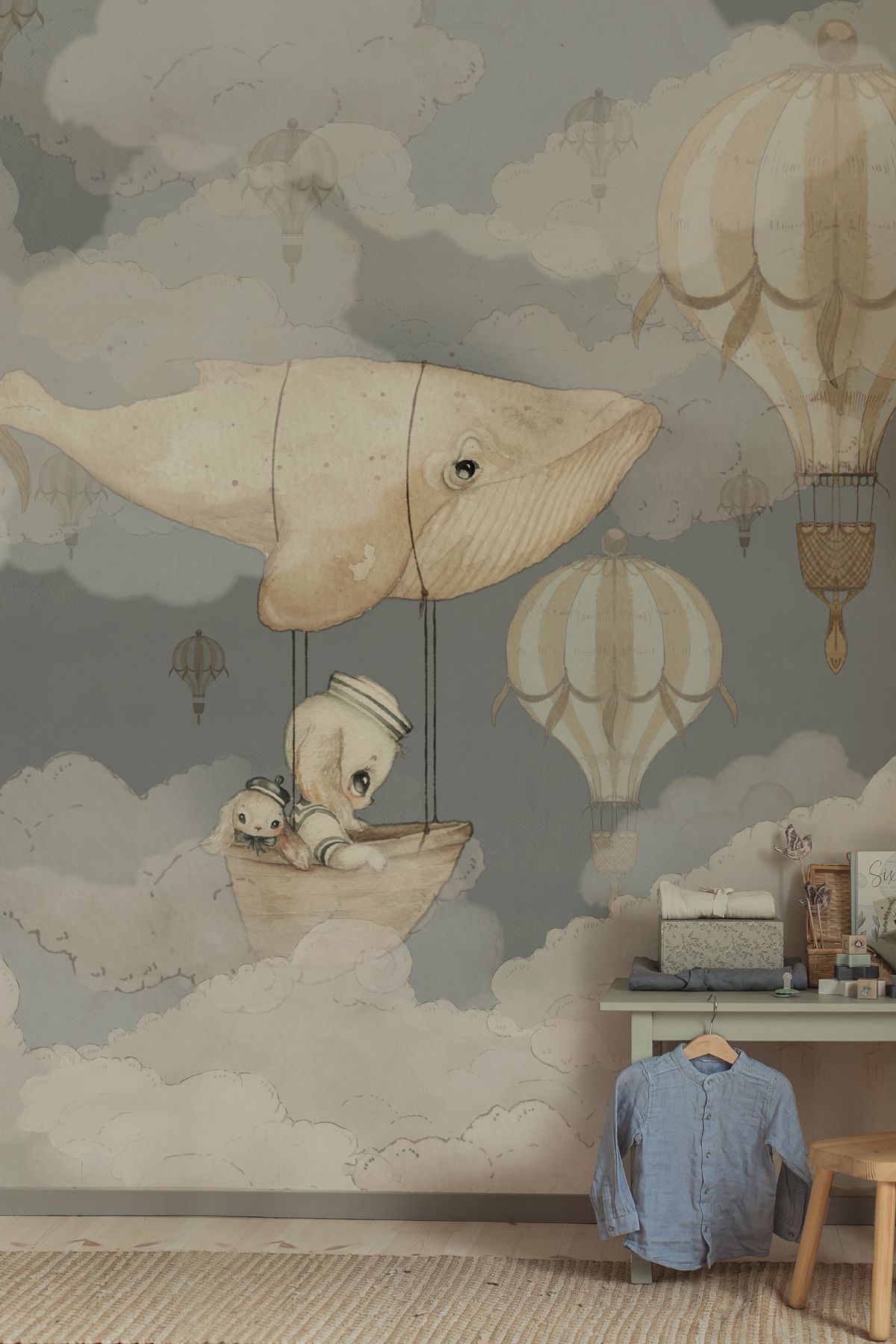 1200x1800 Flying Whale Blue Wallpaper