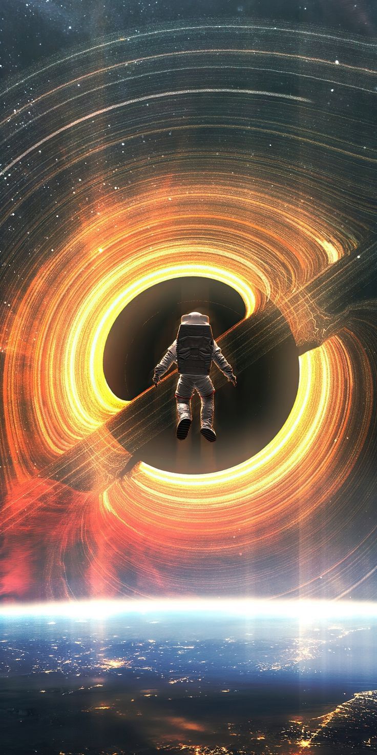 736x1472 Refraction of black hole, astronaut, art, 1080x2160 wallpaper