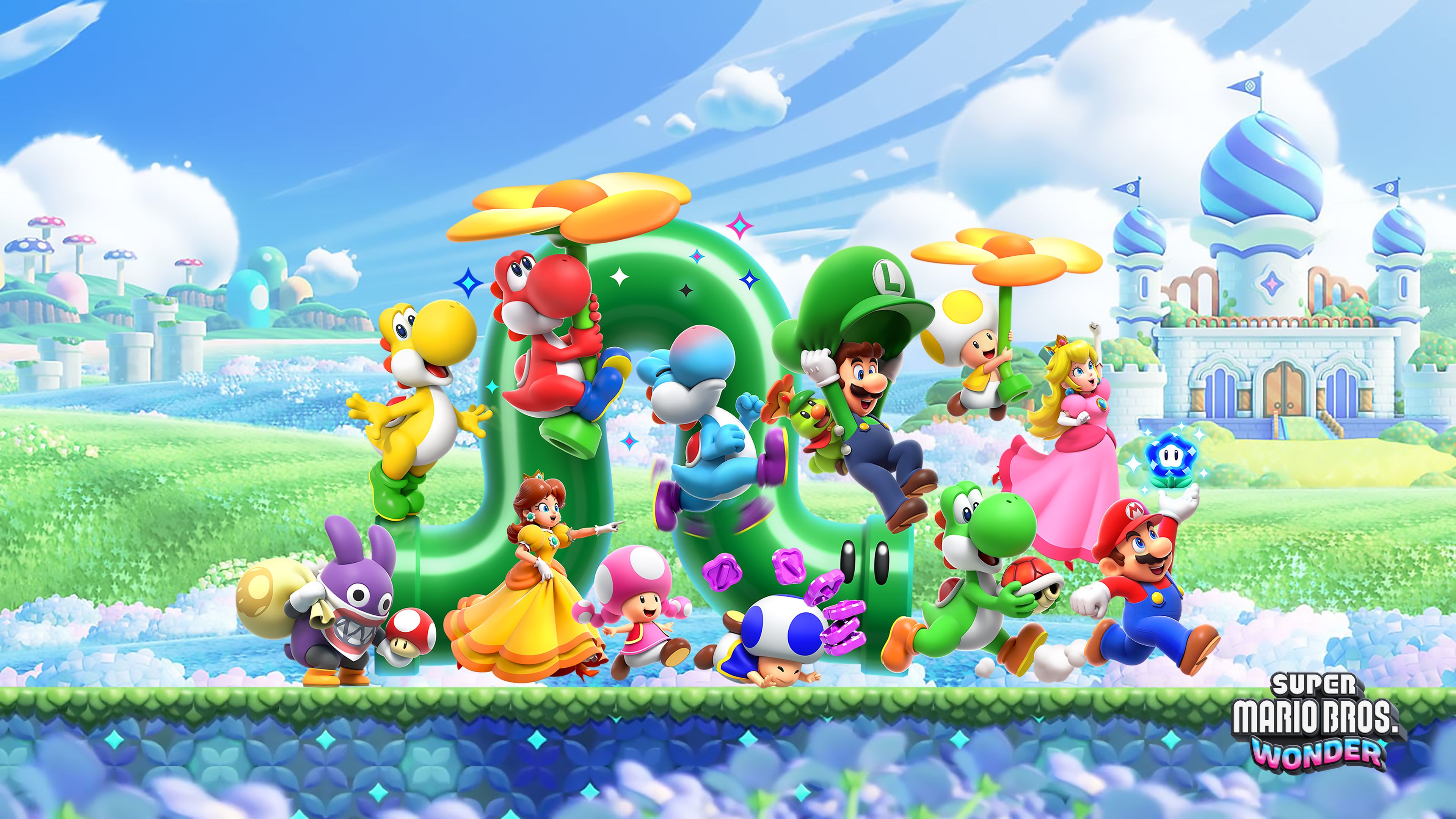 3840x2160 Co Op Multiplayer Nsmb Online Super Mario Bros Wonder Characters UHD 4K Wallpaper