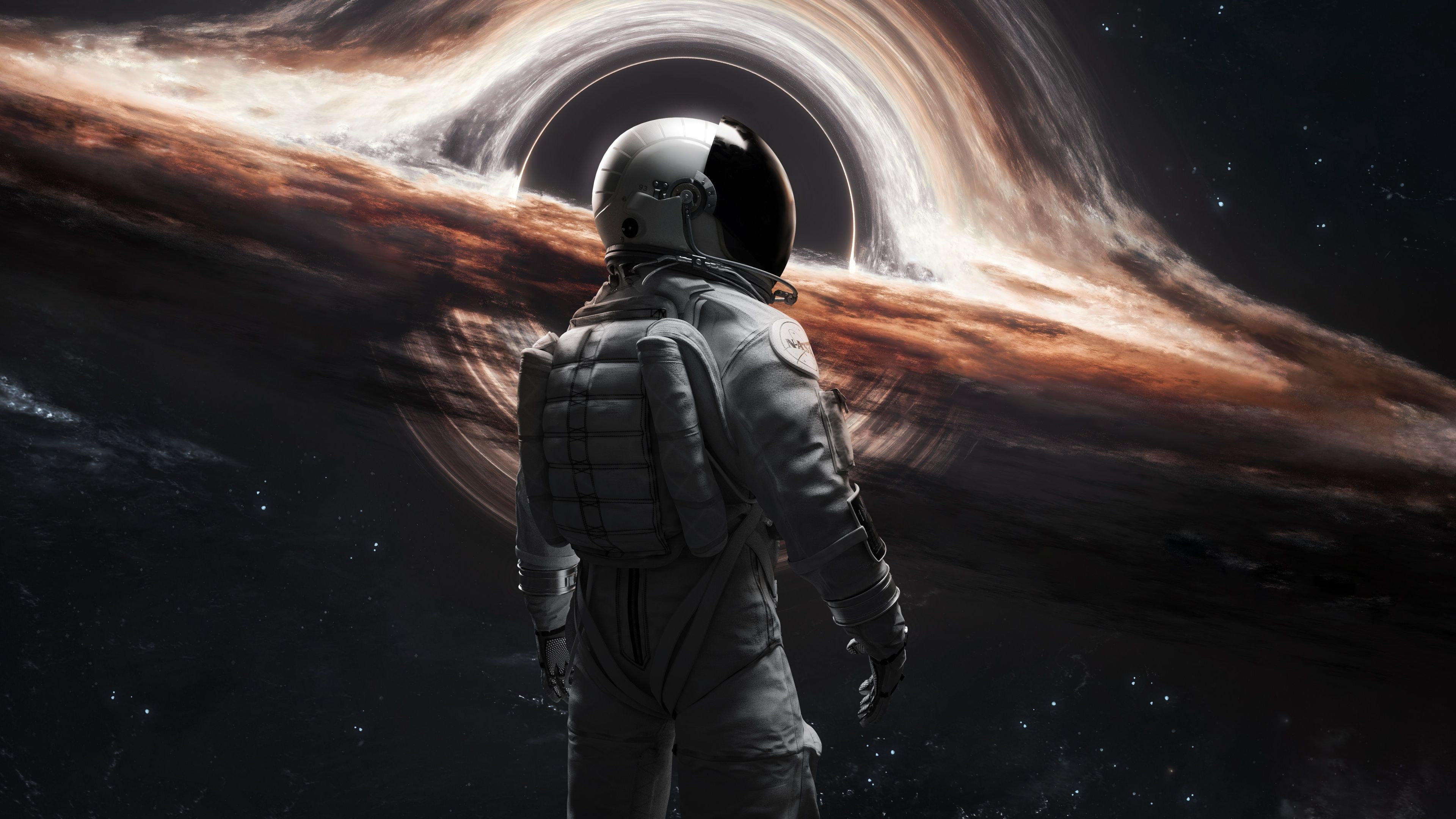 3840x2160 Wallpaper space, stars, hole, astronaut, black hole, astro for mobile and desktop, section фантастика, resolution 3840x2160