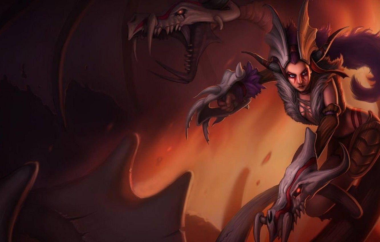 1332x850 Wallpaper Girl, Dragon, League of legends, dragon., Shyvana image