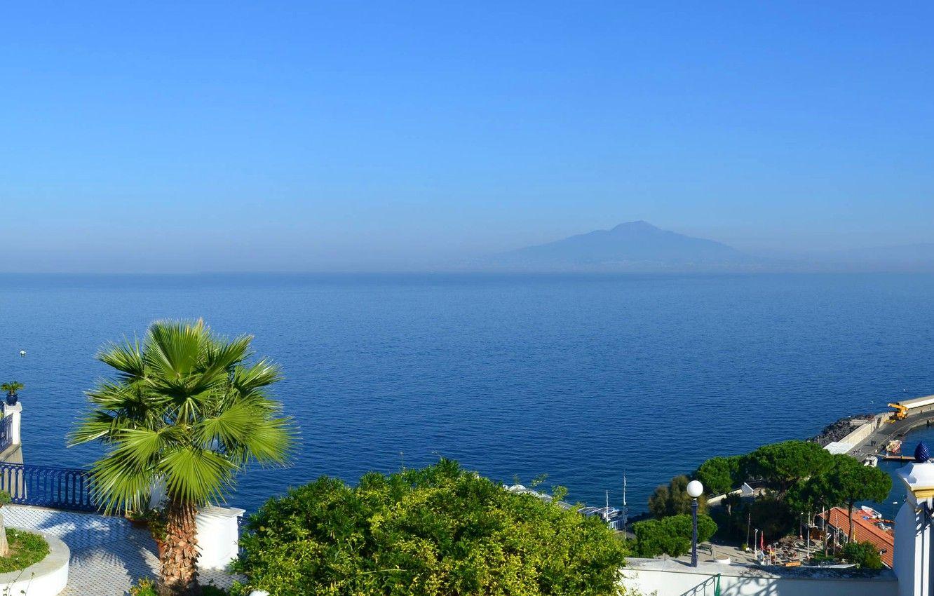 1332x850 Wallpaper port, Italy, panorama, Vesuvius, The Bay of Naples, Sorrento image for desktop, section пейзажи