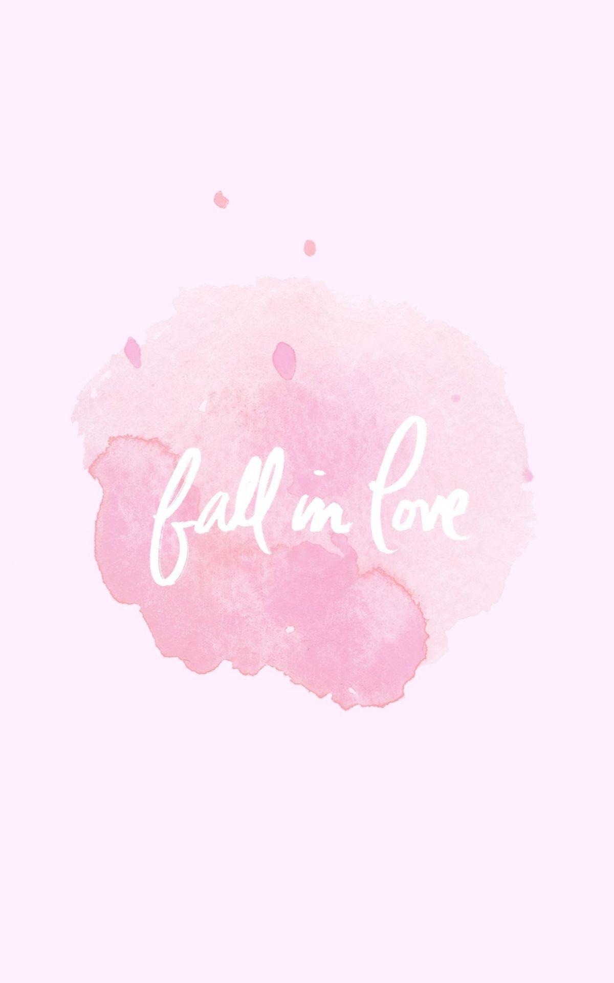 1200x1920 Free download Fall in love pastel pink watercolour phone wallpaper