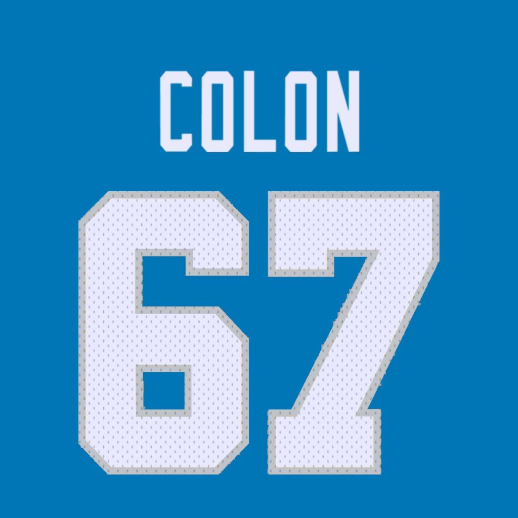 1024x1024 Detroit Lions OL Trystan Colon is wearing number 67. Last assigned to Jake Burton. #OnePride