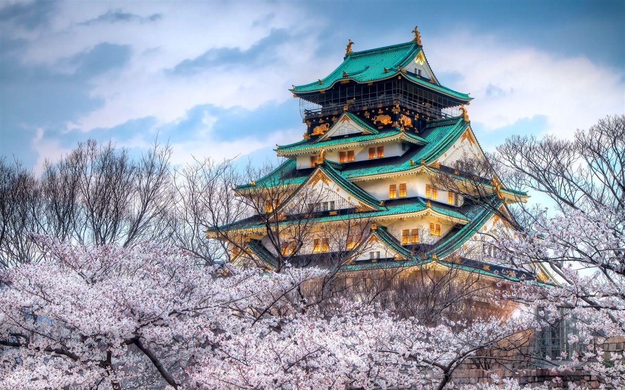 1280x800 Download Wallpaper 1280x800 The temple of the cherry blossom season