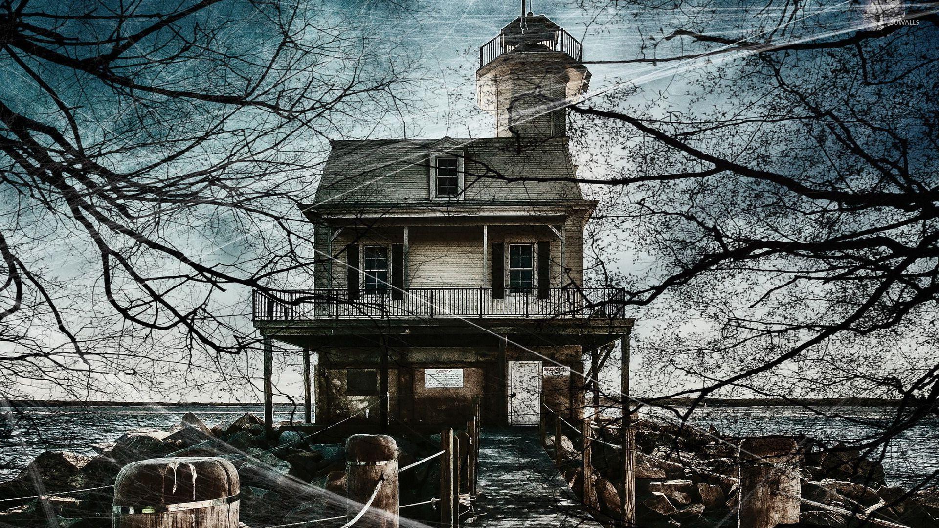 1920x1080 Haunted lakeside house wallpaper wallpaper