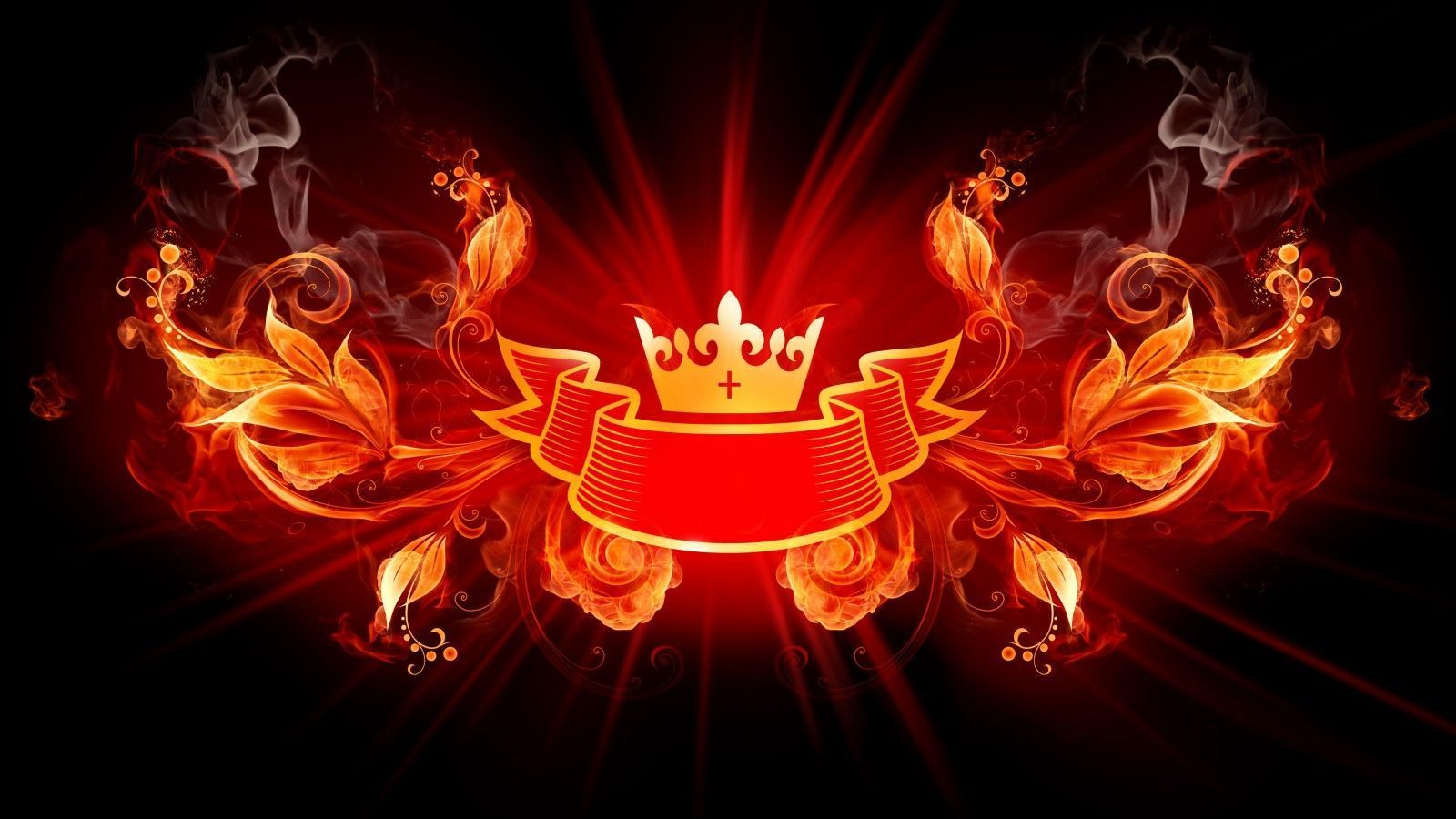 1600x900 Red Fire King Crown Logo 4K 5K HD Wallpaper