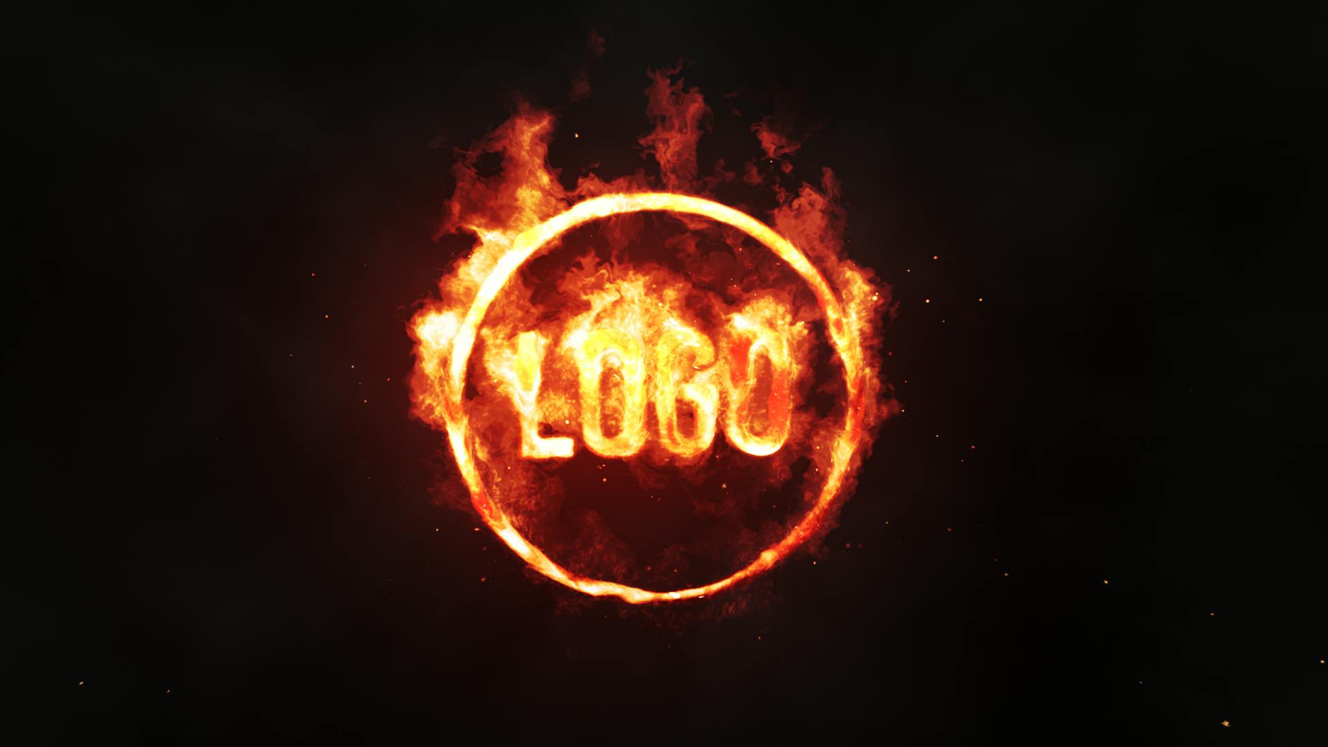1920x1080 Burning Fire Logo Reveal