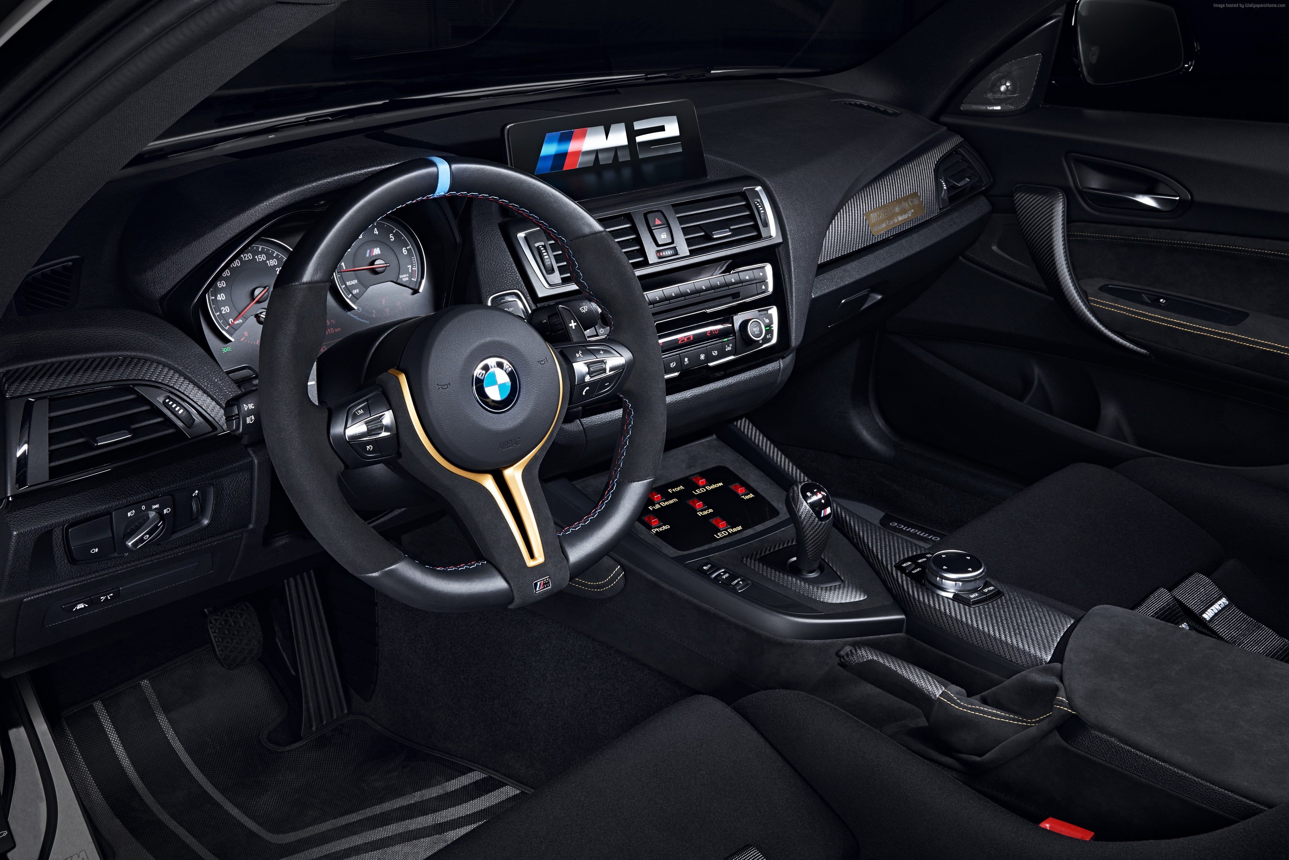 4096x2734 Black BMW leather vehicle interior HD wallpaper