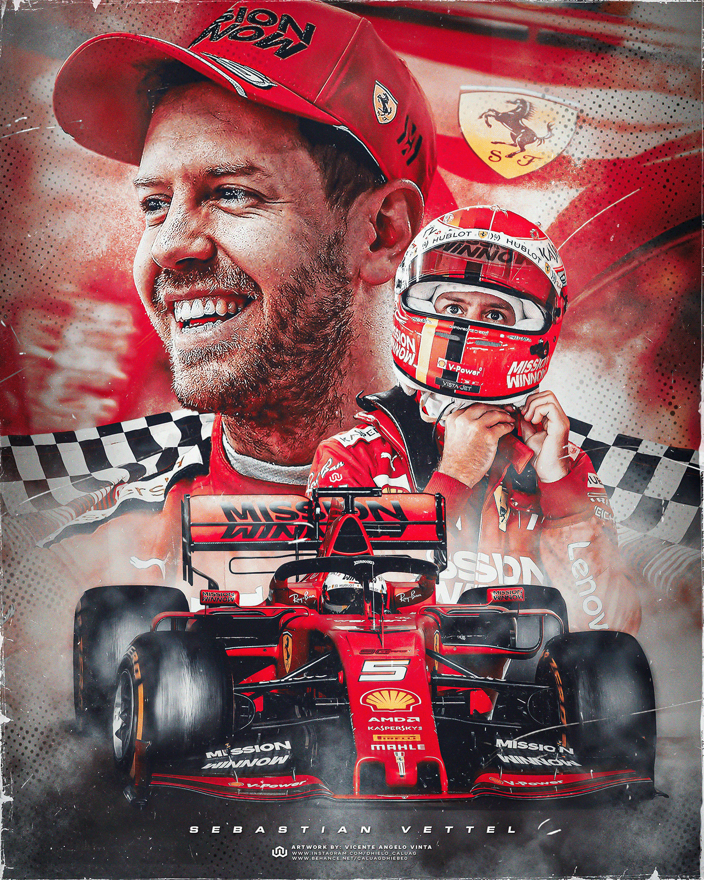 1400x1750 Formula 1. Sebastian Vettel. Ferrari - Behance