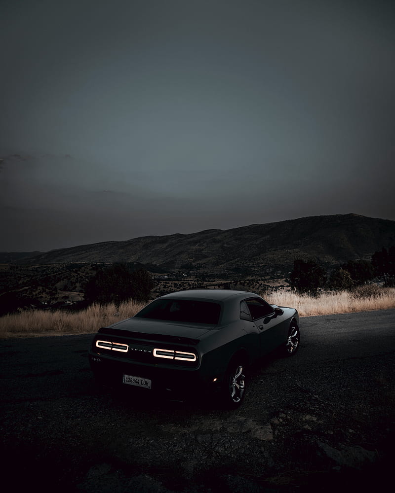 800x1000 Dodge challenger, dodge, car, black, tailights, night, HD phone wallpaper