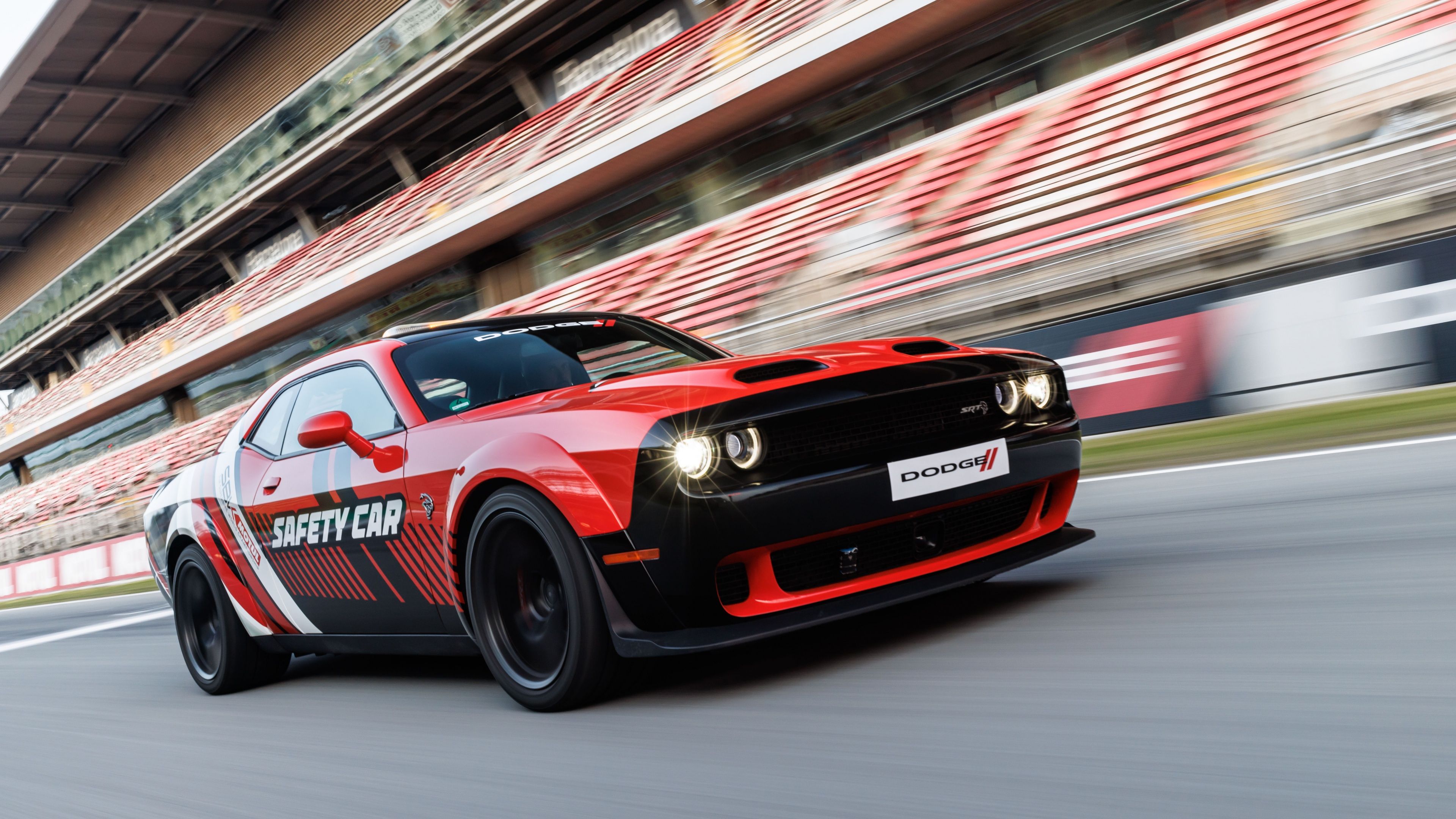 3840x2160 Dodge Challenger SRT Hellcat Wallpaper 4K, Safety Car, 5K
