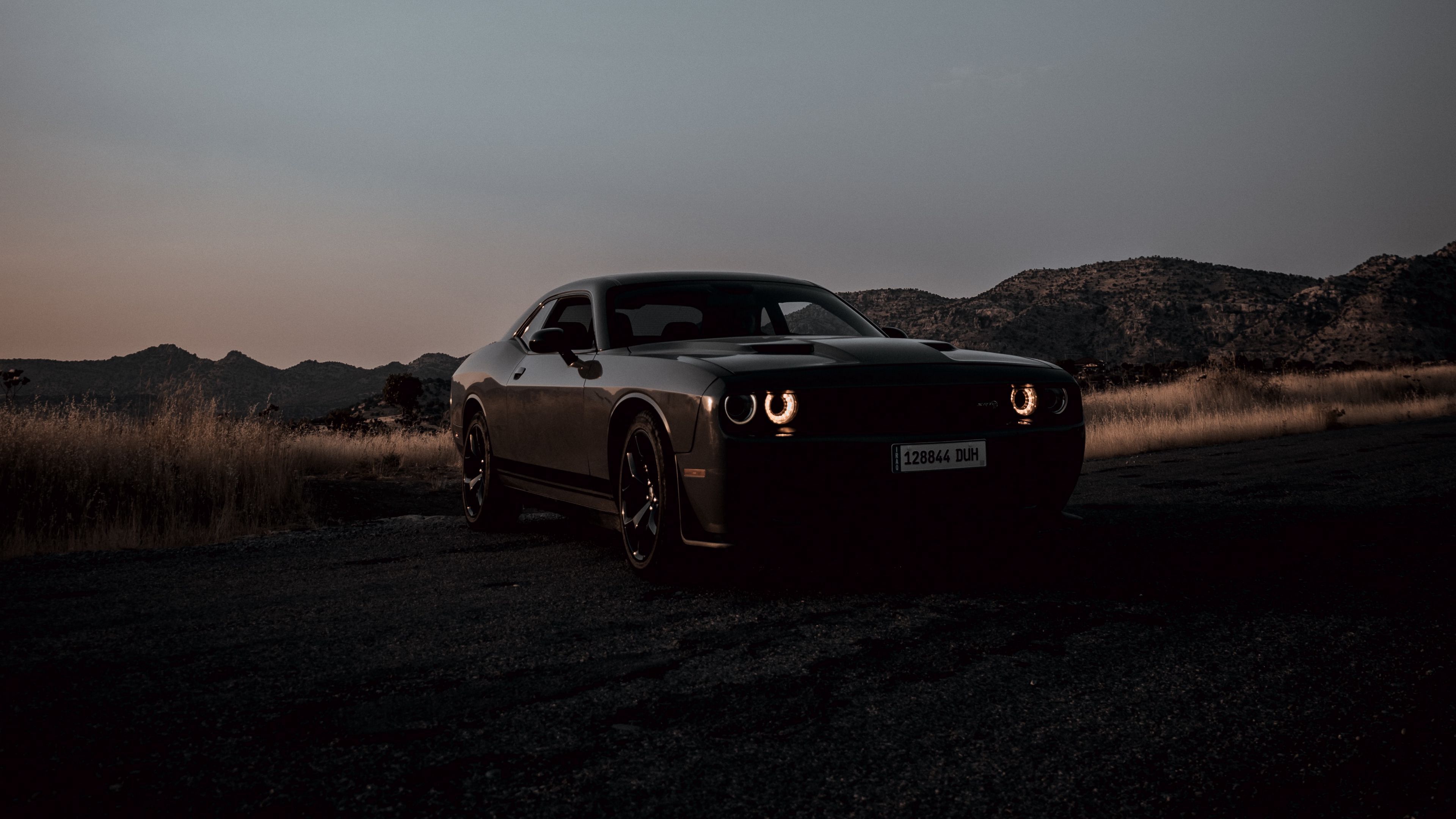3840x2160 Download wallpaper 3840x2160 dodge challenger, dodge, car, black, dark, dusk 4k uhd 16:9 HD background