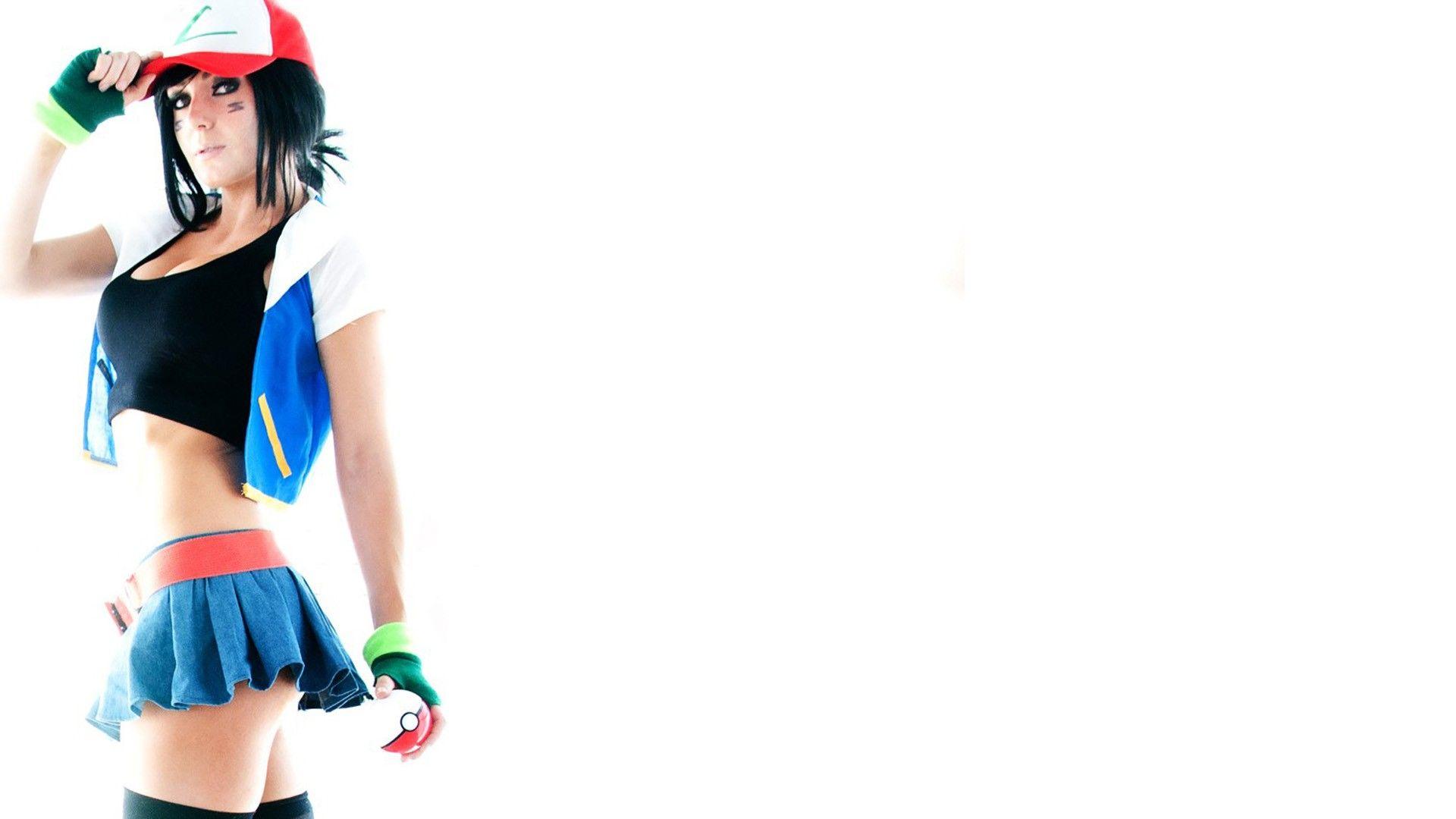 1920x1080 cosplay, Ash Ketchum, Pokemon, girl, Jessica Nigri