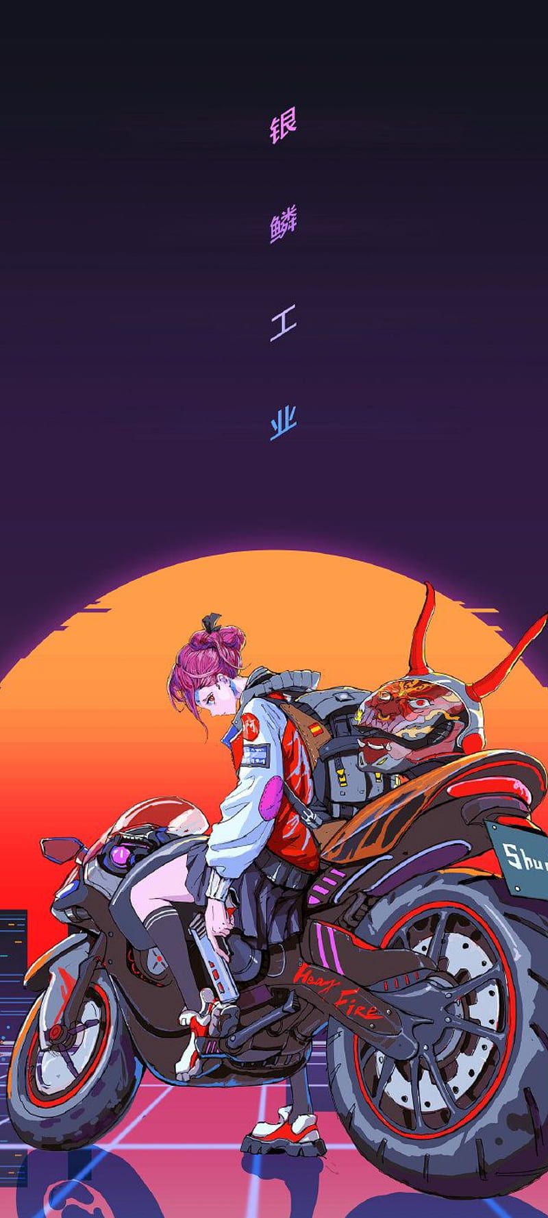 800x1778 HD anime motorcycle wallpaper