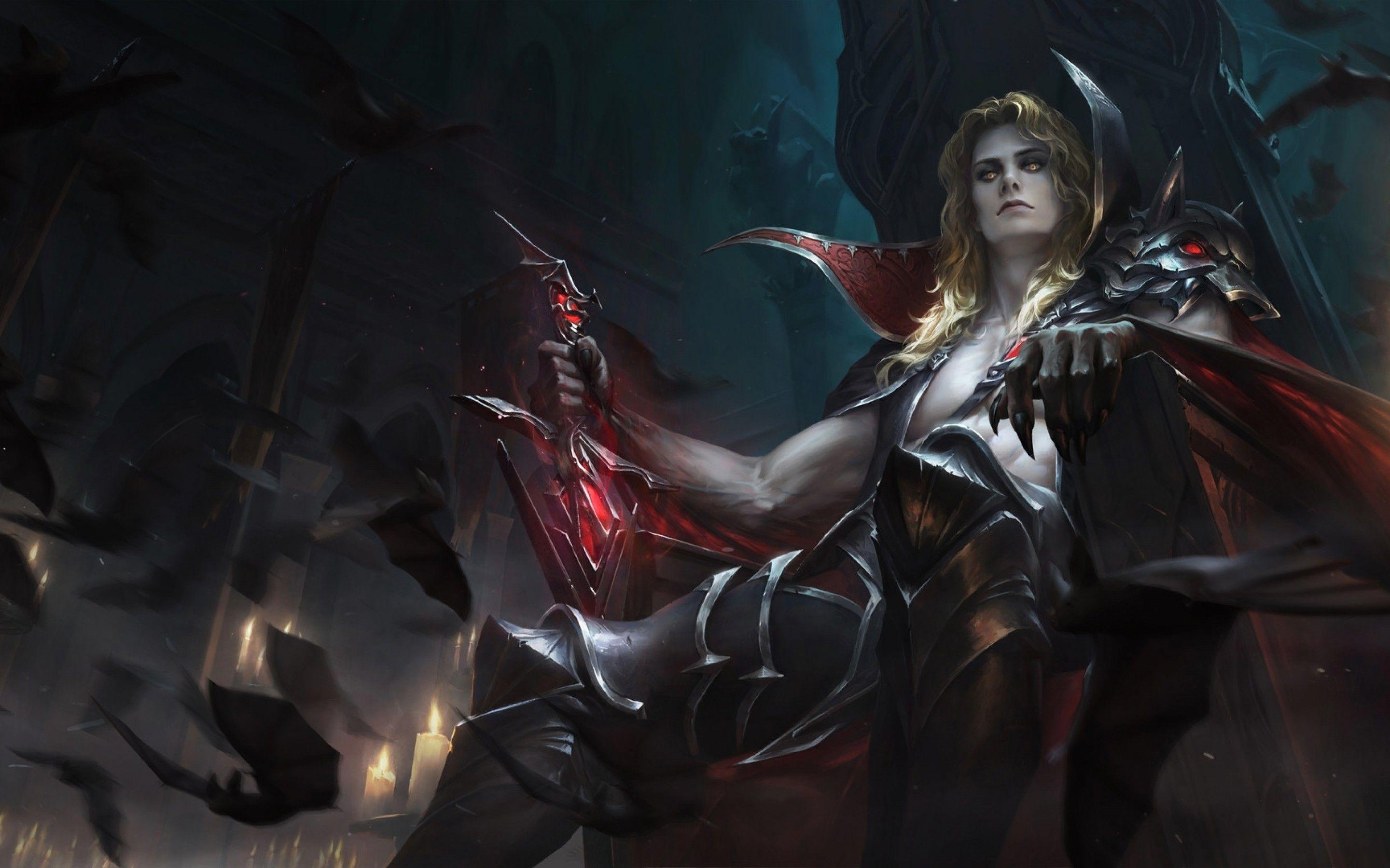 2880x1800 Download 2880x1800 Fantasy Man, Throne, Demon King, Sword, Blonde