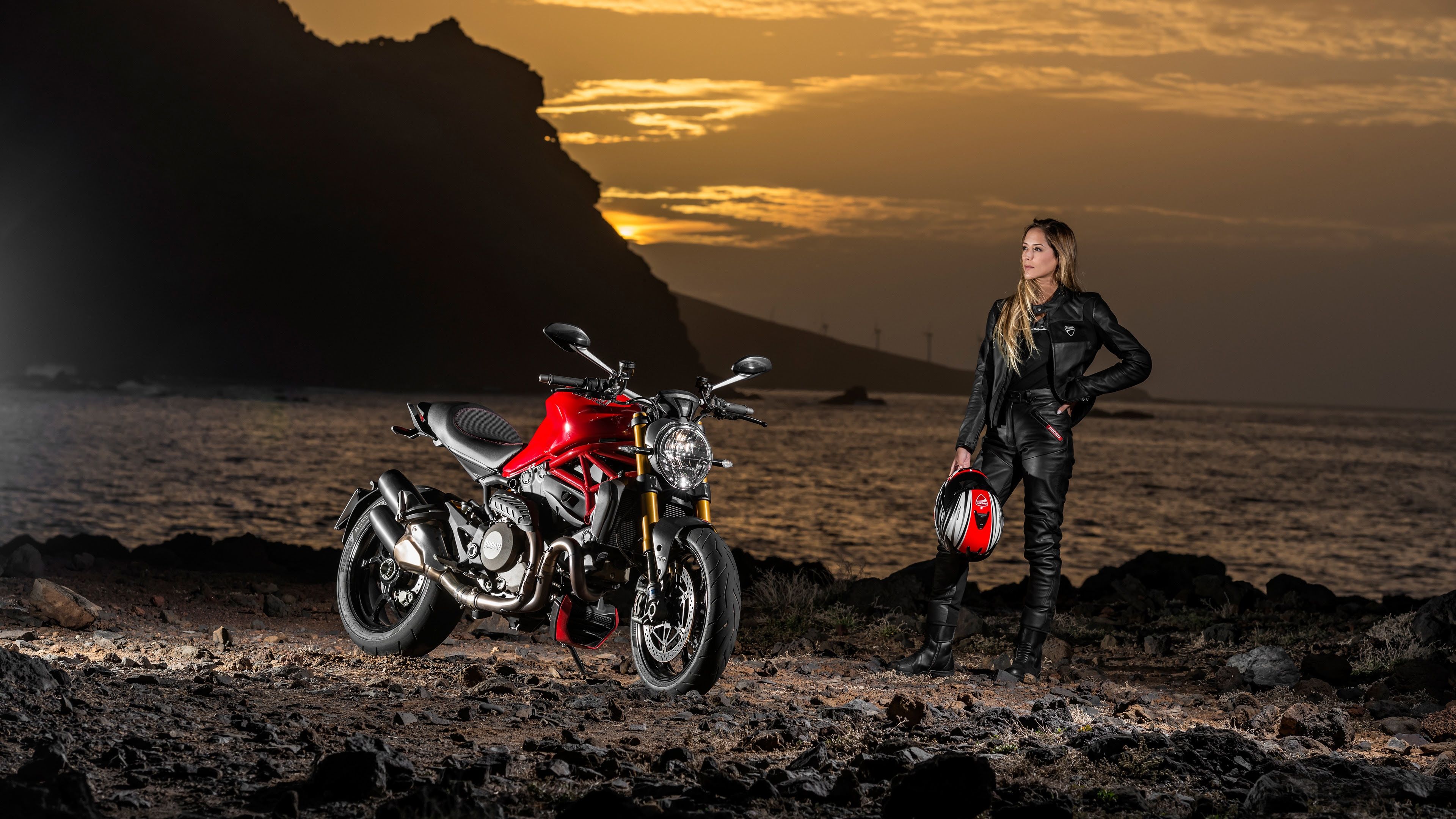3840x2160 Wallpaper Ducati, monster, girls, motorcycle, motorbike, bikes for mobile and desktop, section мотоциклы, resolution 3840x2160
