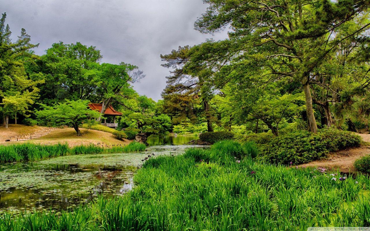1280x800 Japan Pond Takamatsu Ritsurin Garden ❤ 4K HD Desktop Wallpaper