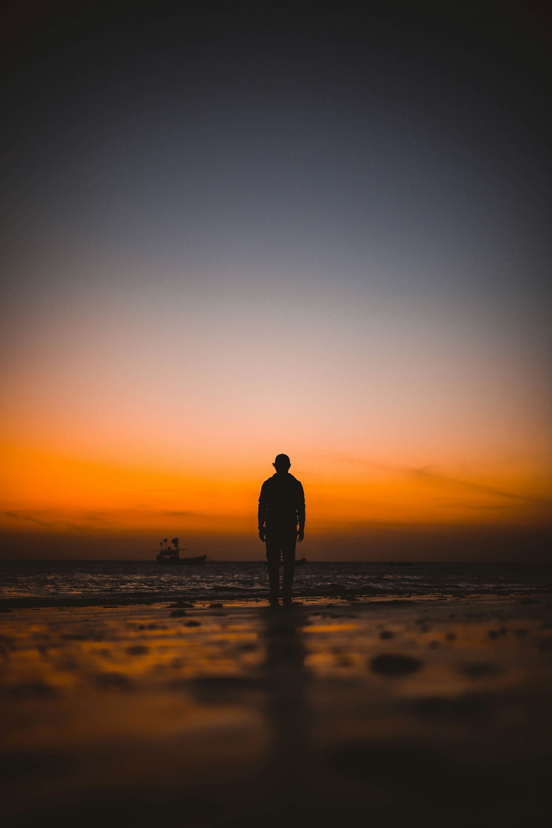 1800x2700 Silhouette Of A Man Walking On The Beach At Sunset Pro Photography