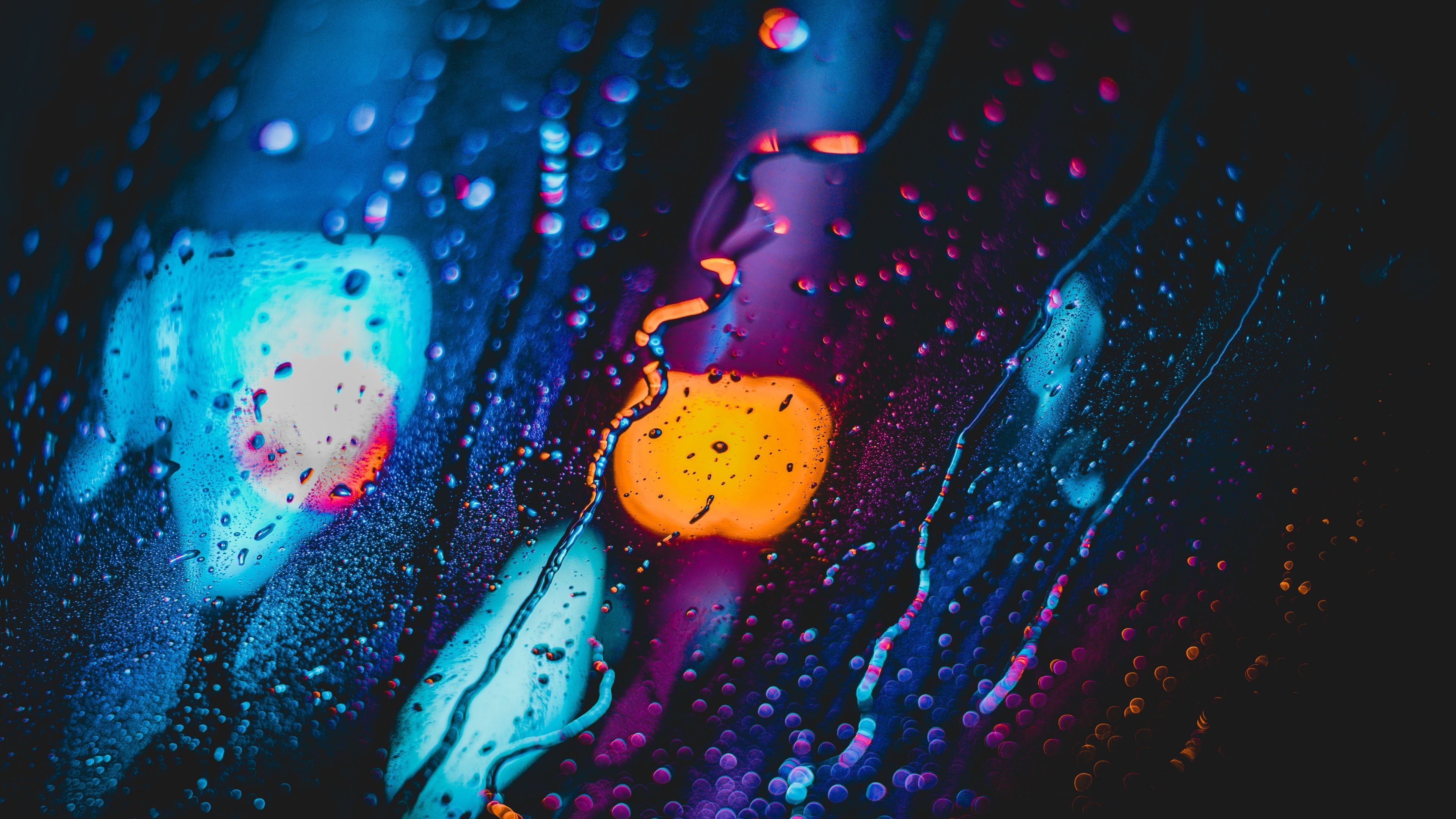 3840x2160 Rain Wallpaper 4K, Lights, Bokeh, Blur, Glass