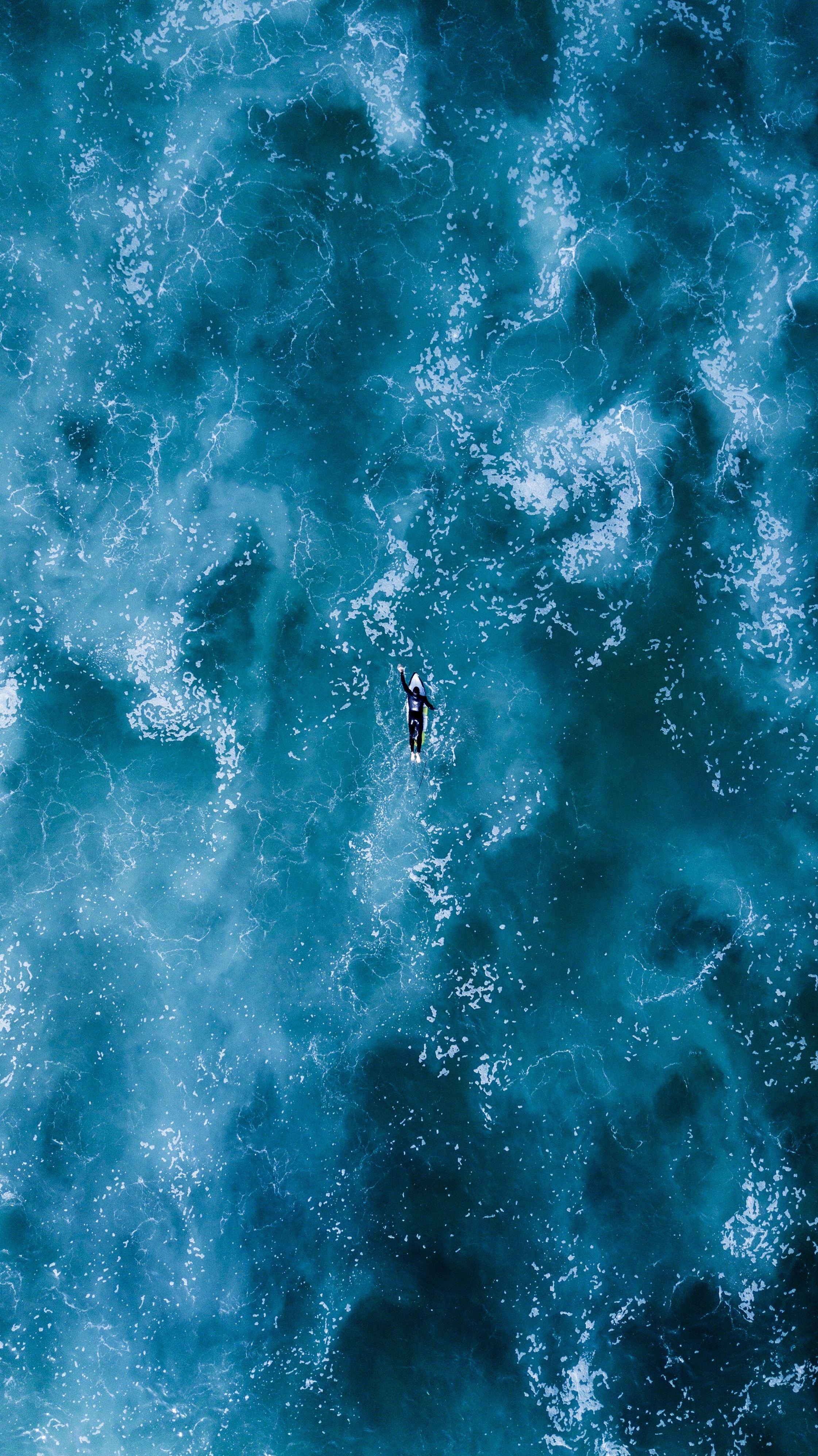 2242x3992 Download wallpaper 2242x3992 surfing, ocean, waves, top view HD