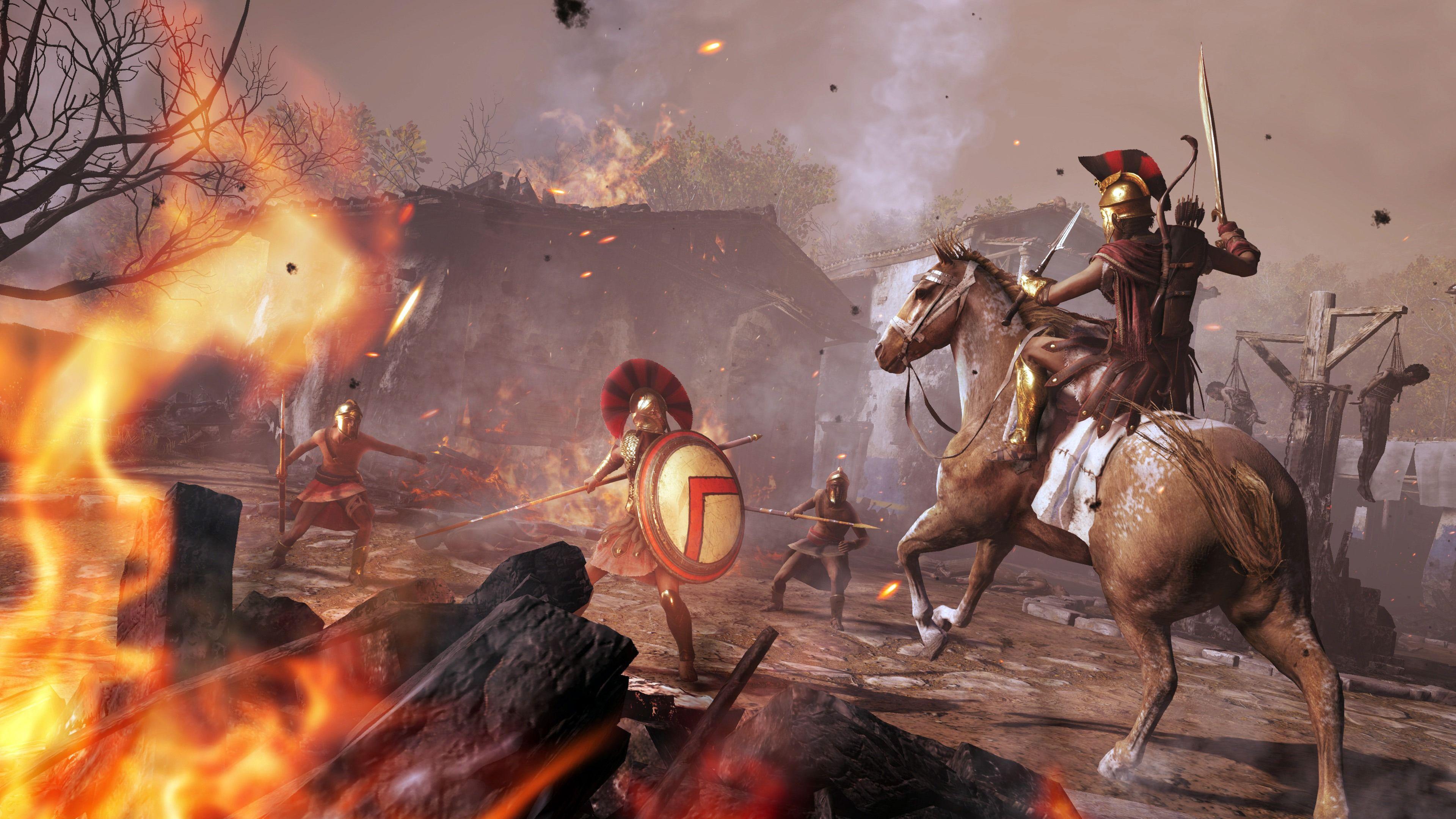 3840x2160 Assassins Creed Odyssey Battle Wallpaper