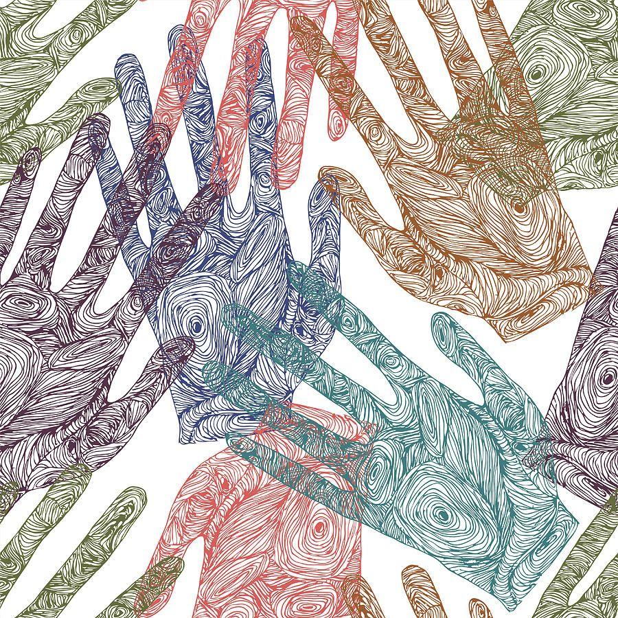 900x900 Pretty Sketch Zentangle Handprint Seamless Pattern. For Your Own