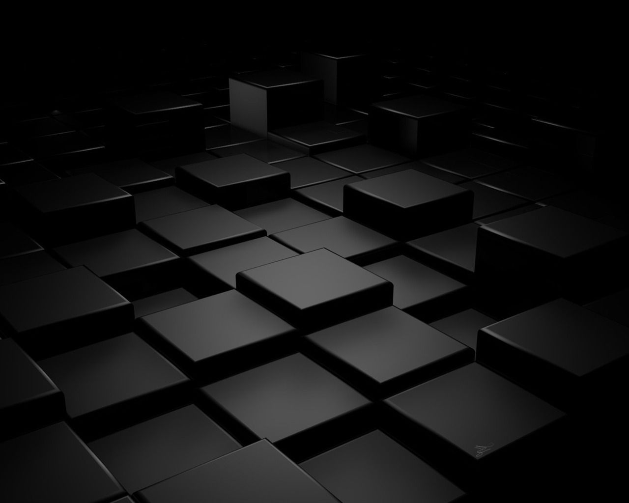 1280x1024 3D Black Square HD Widescreen Wallpaper