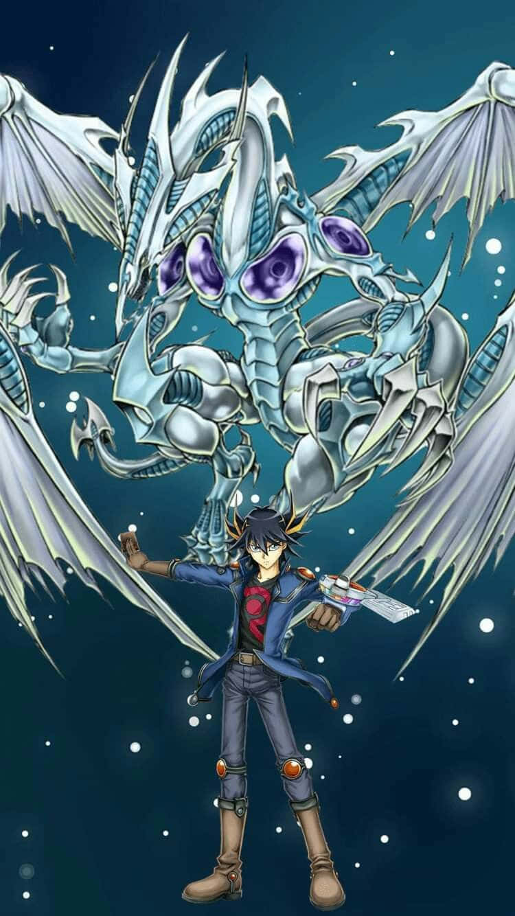 750x1334 Download Yusei Fudo Strikes a Pose in Stunning 750x1334 Wallpaper