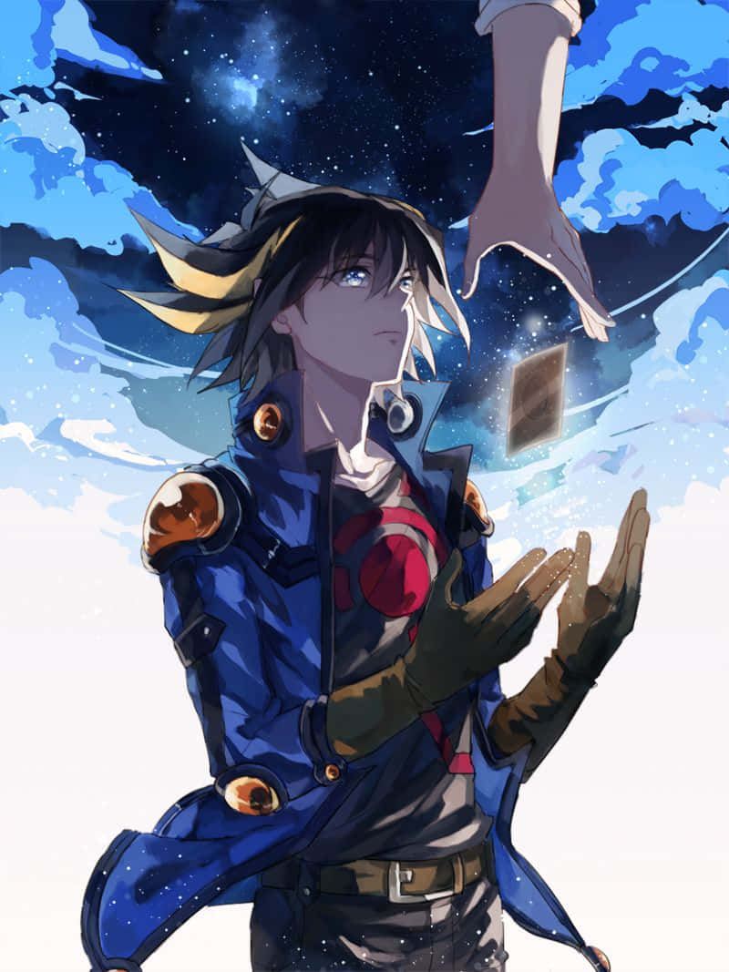800x1067 Download Yusei Fudo Riding His Duel Runner in Action Wallpaper
