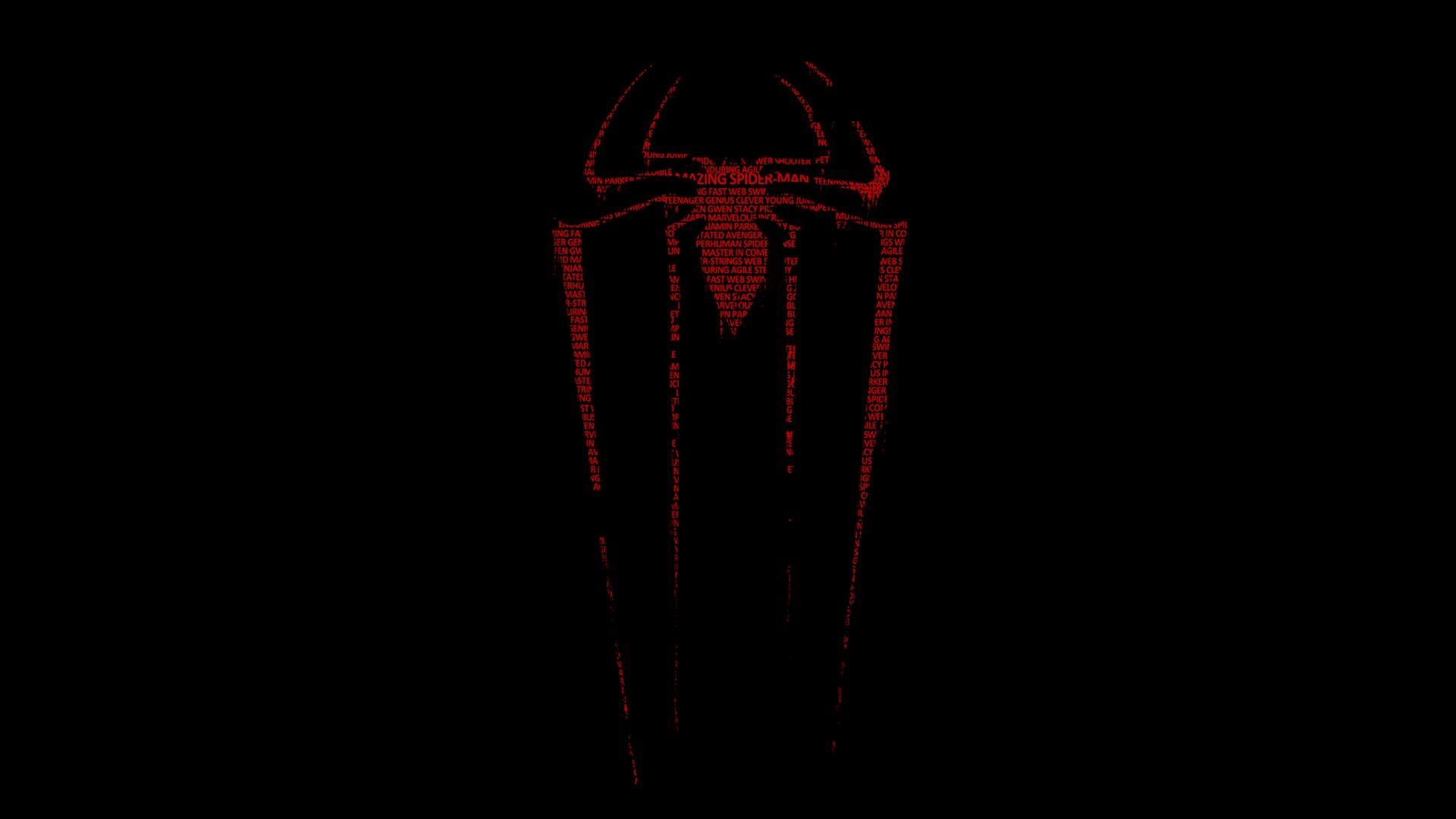 1920x1080 Minimalistic, Text, Spider Man, Typography, Black Background