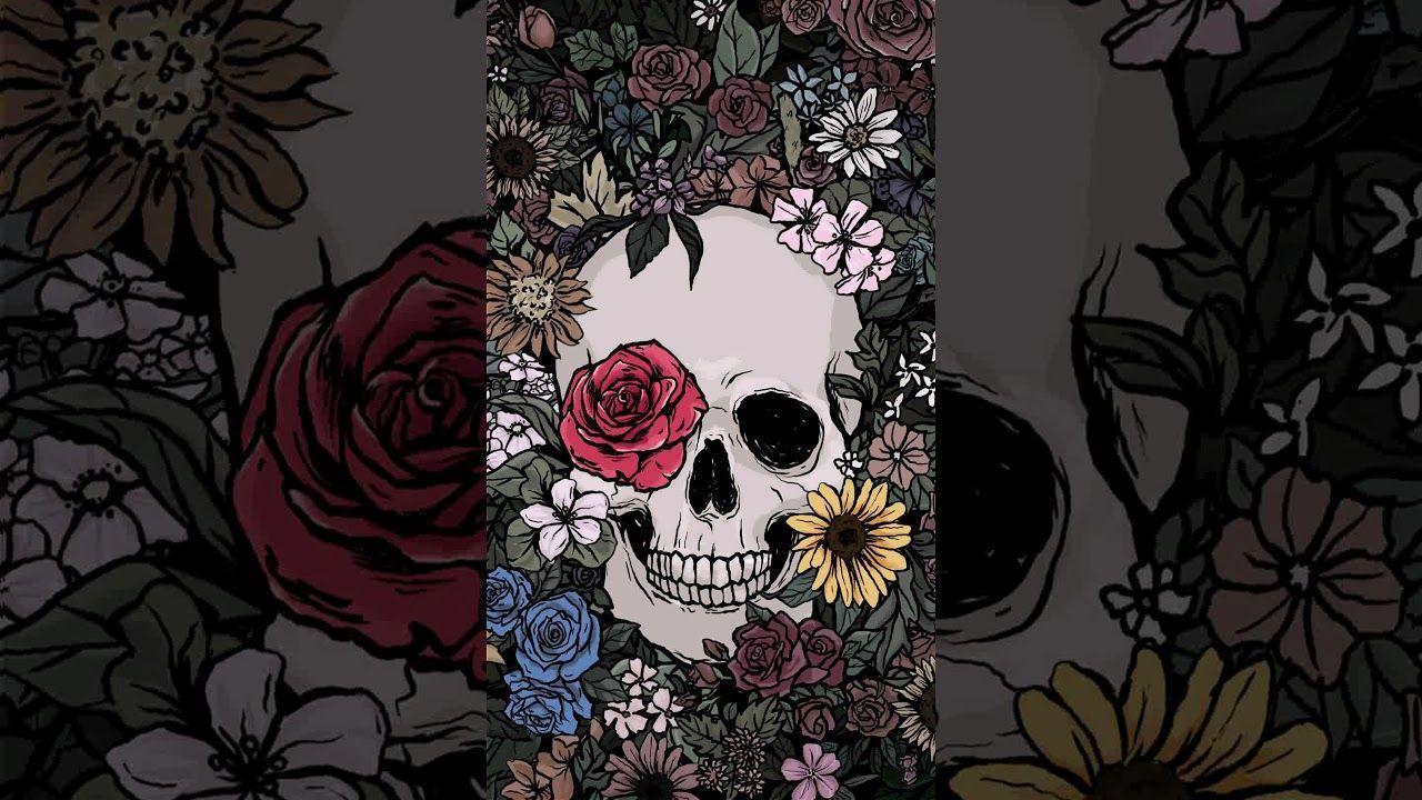 1280x720 Skull Of Flower Garden & Moh And Flowers Phone Background