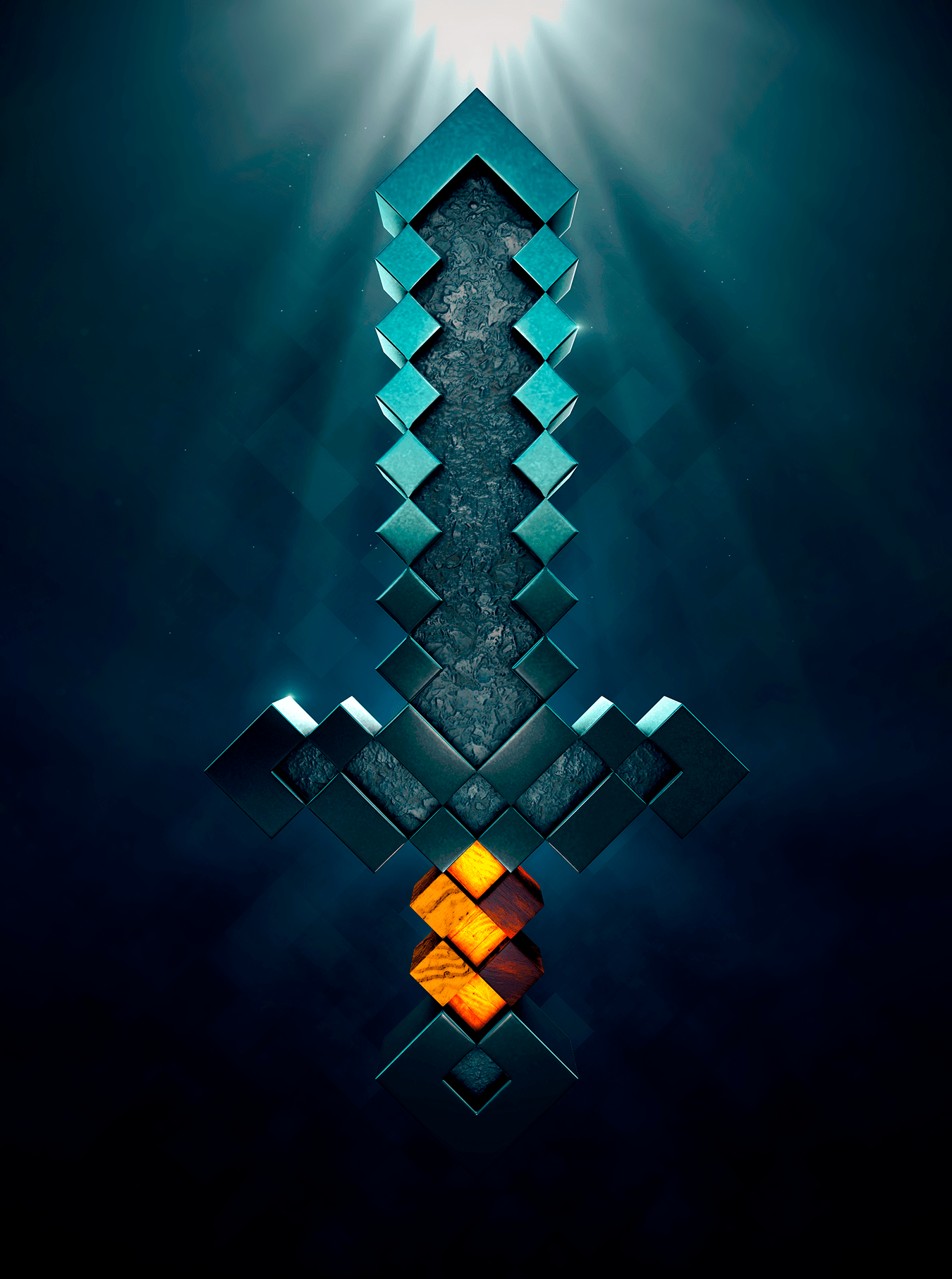 1350x1813 Artknight. POSTER GAMES MINECRAFT SWORD STONE 3D