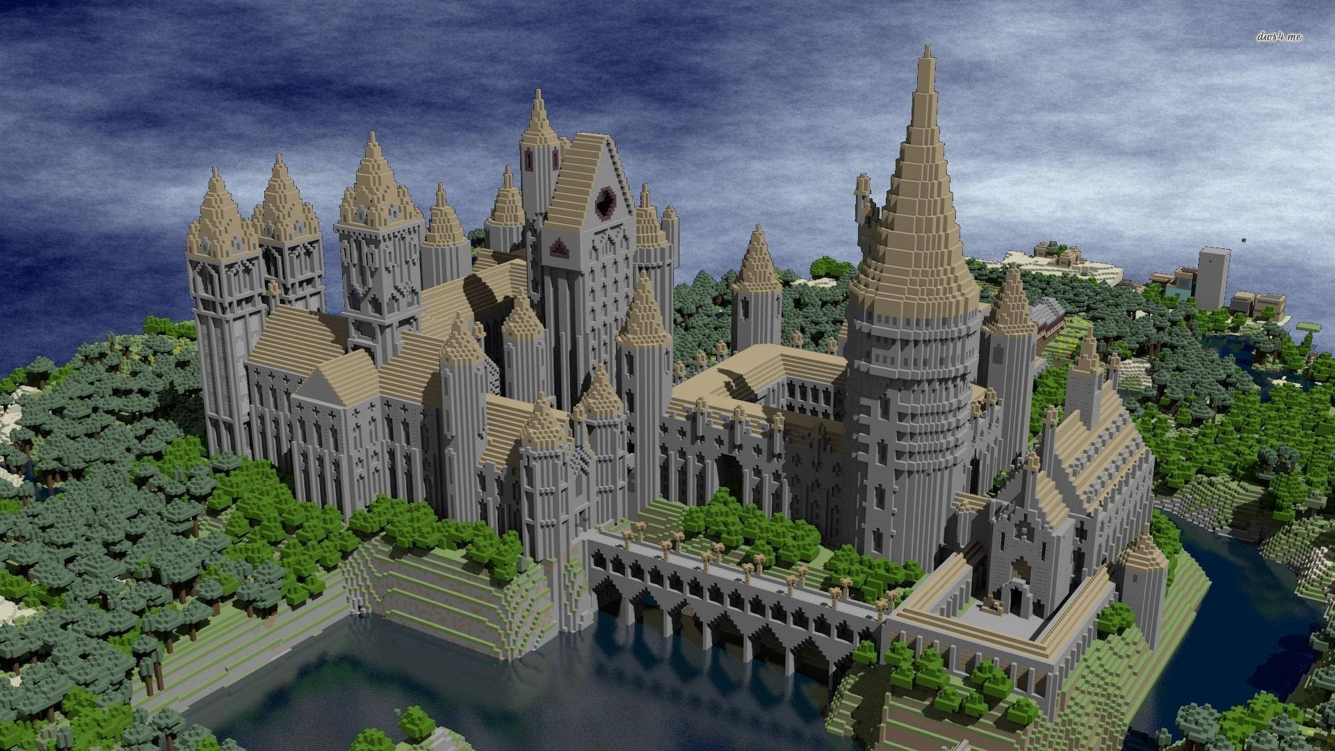 1920x1080 Download Stone Castle And Birch Rooves Minecraft HD Wallpaper