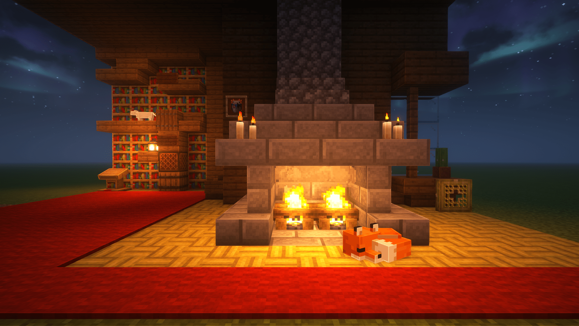 1920x1081 I recreated my wallpaper in Minecraft (if I'm using the wrong flair, please tell me)