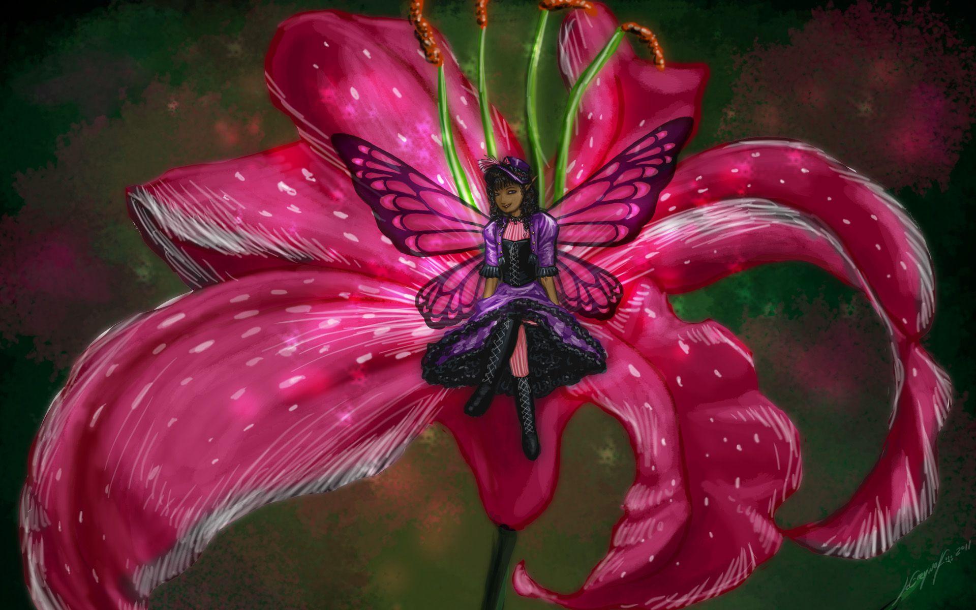 Purple Butterfly Fairy Wallpaper