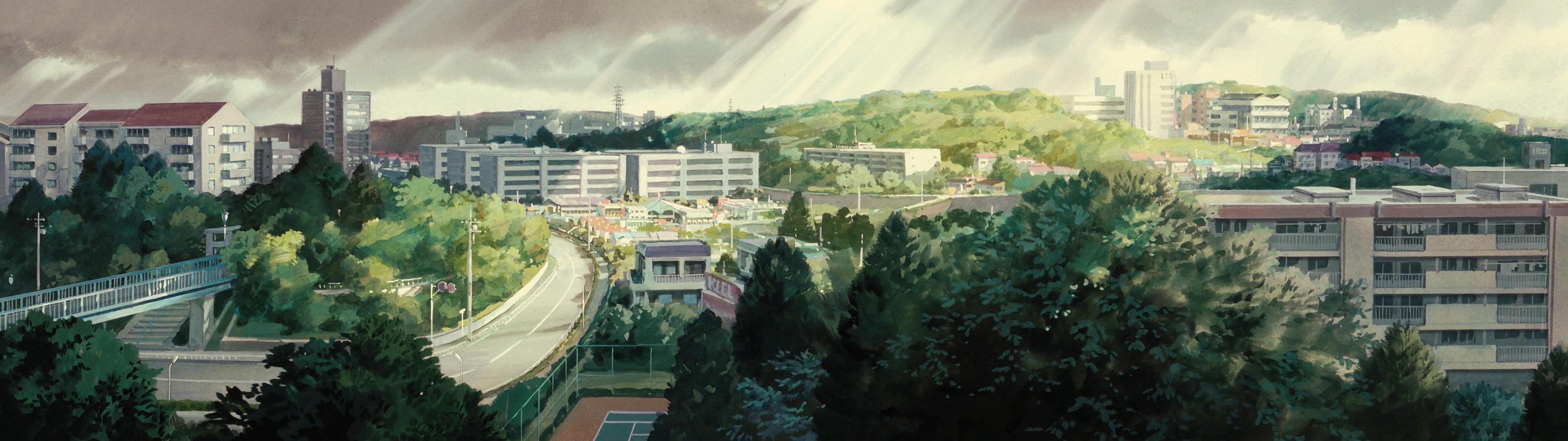 3840x1080 Reuploading the Dual Monitor Studio Ghibli Wallpaper I saw here a while back, in case some people didn't get the. Studio ghibli, Ghibli, Studio ghibli background
