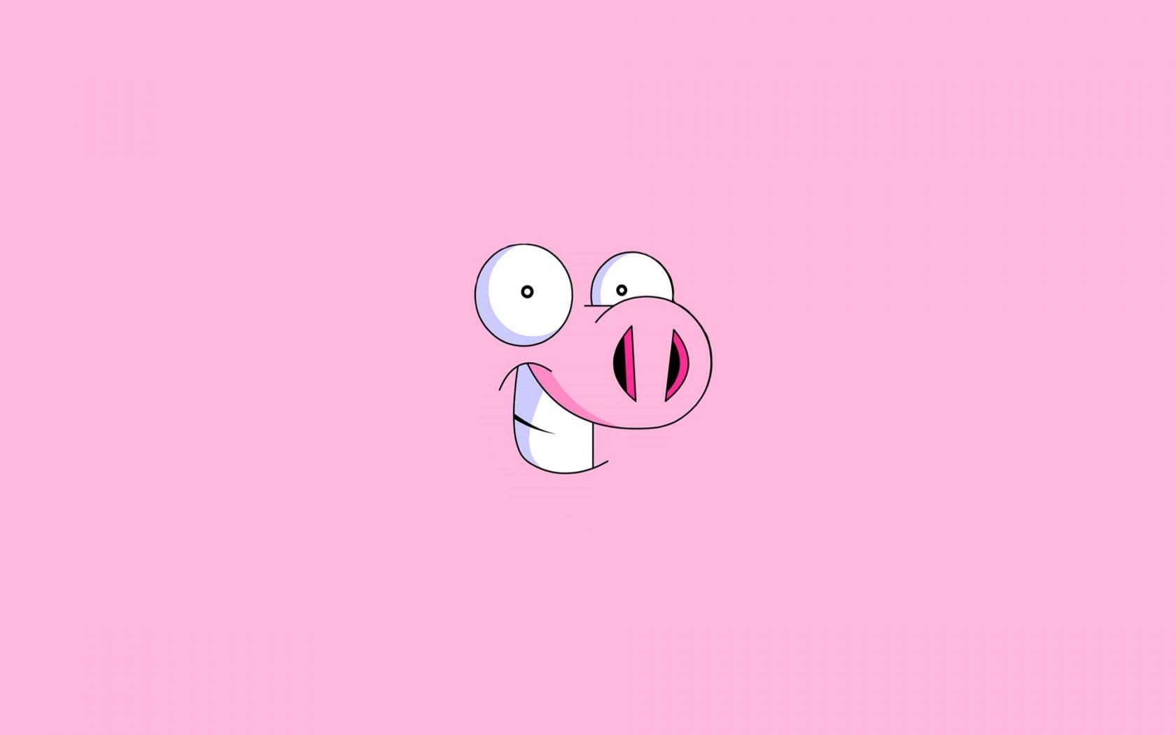 1680x1050 Cute Pink Cartoon Pig Background