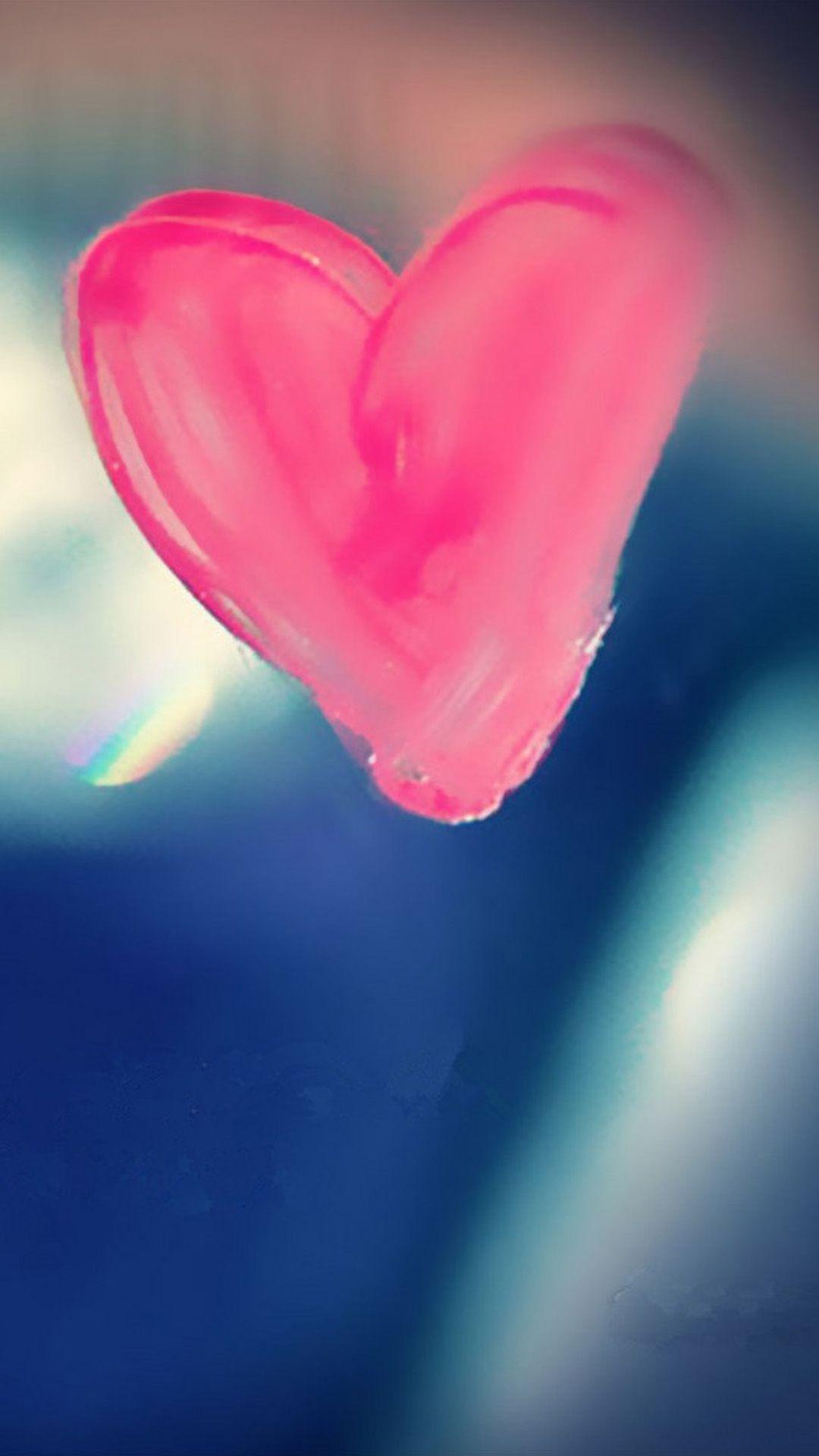 1080x1920 Pure Pink Love Heart Drawn On Glass Window #iPhone #plus