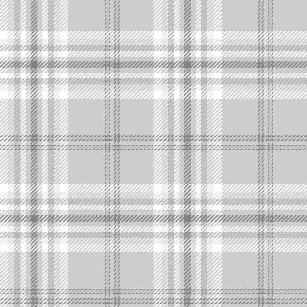1000x1000 Muriva Cathrine Lansfield Kelso Check Light Grey Wallpaper