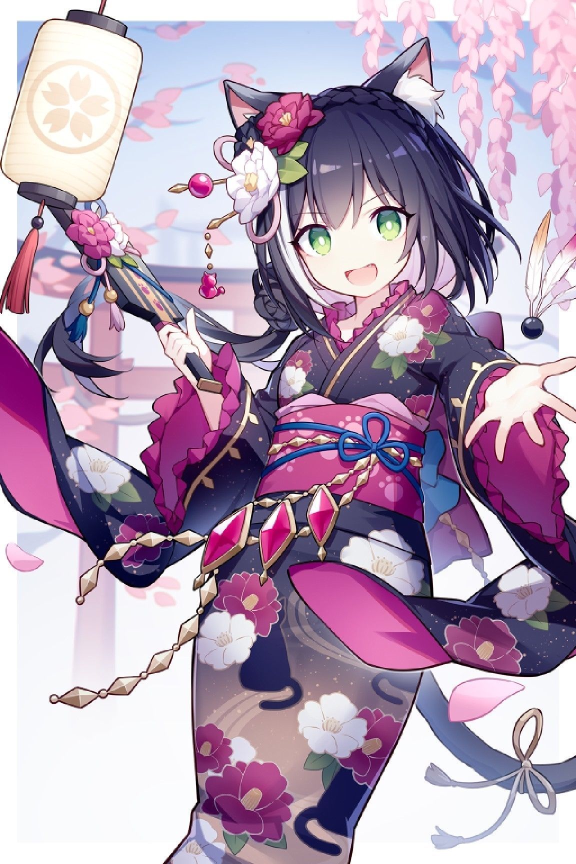1152x1728 Princess Connect Re:Dive, cat girl, Kyaru, kimono HD Phone Wallpaper