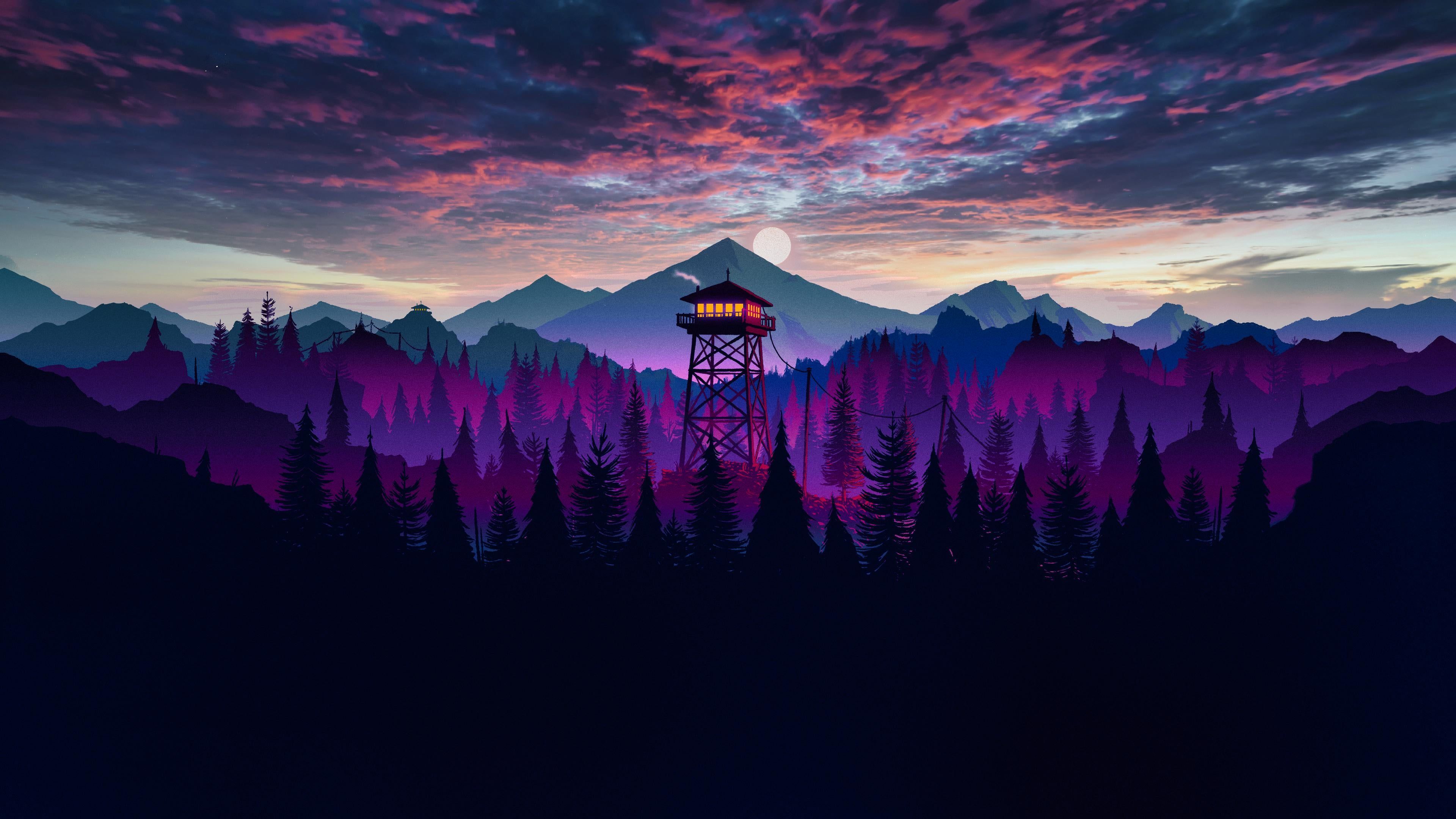 3840x2160 Firewatch Wallpaper 4K, Mountains, Dusk, Sunset