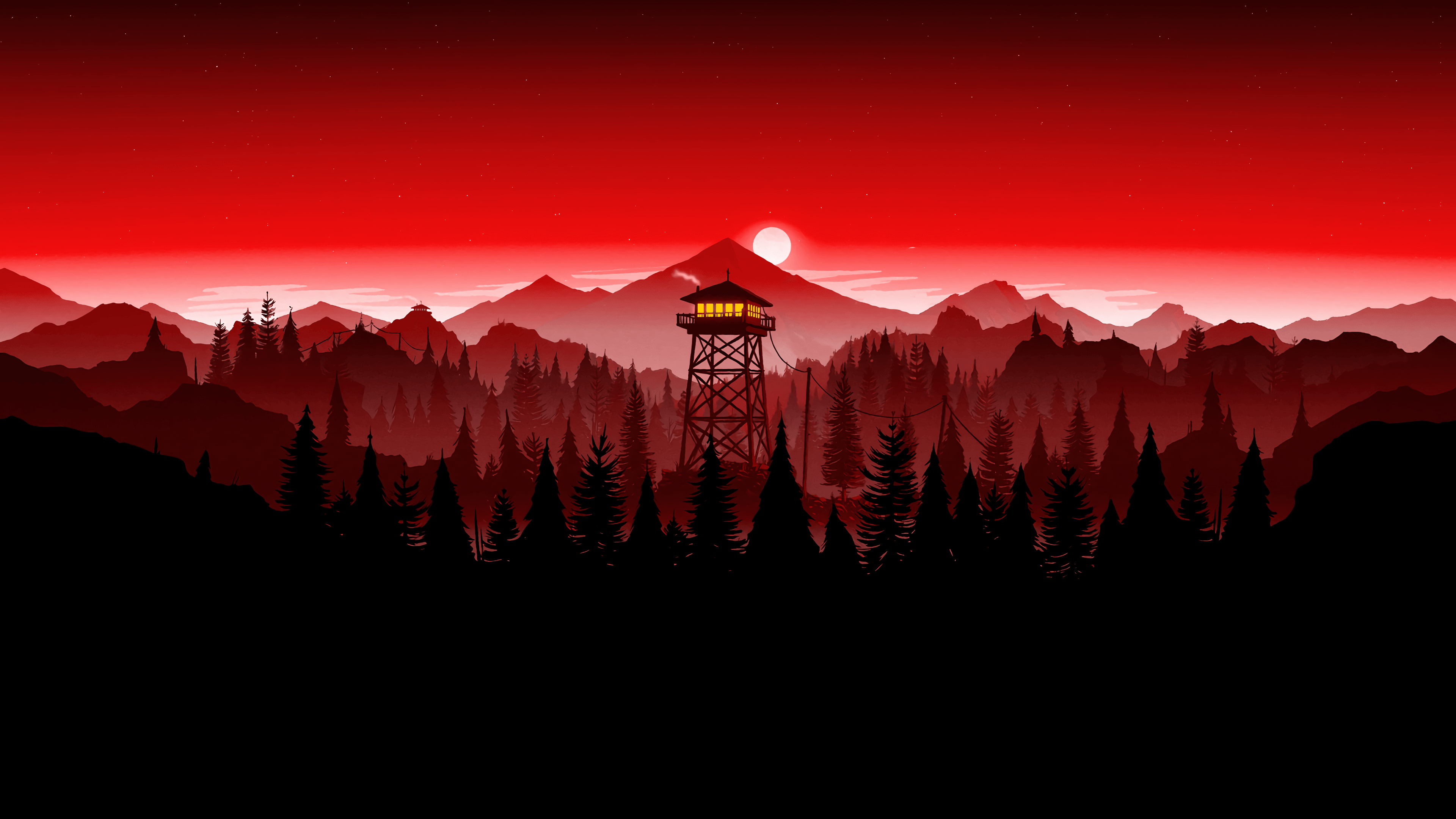 3840x2160 Firewatch Wallpaper 4K, Red Sky, Mountains, Sunset, 5K
