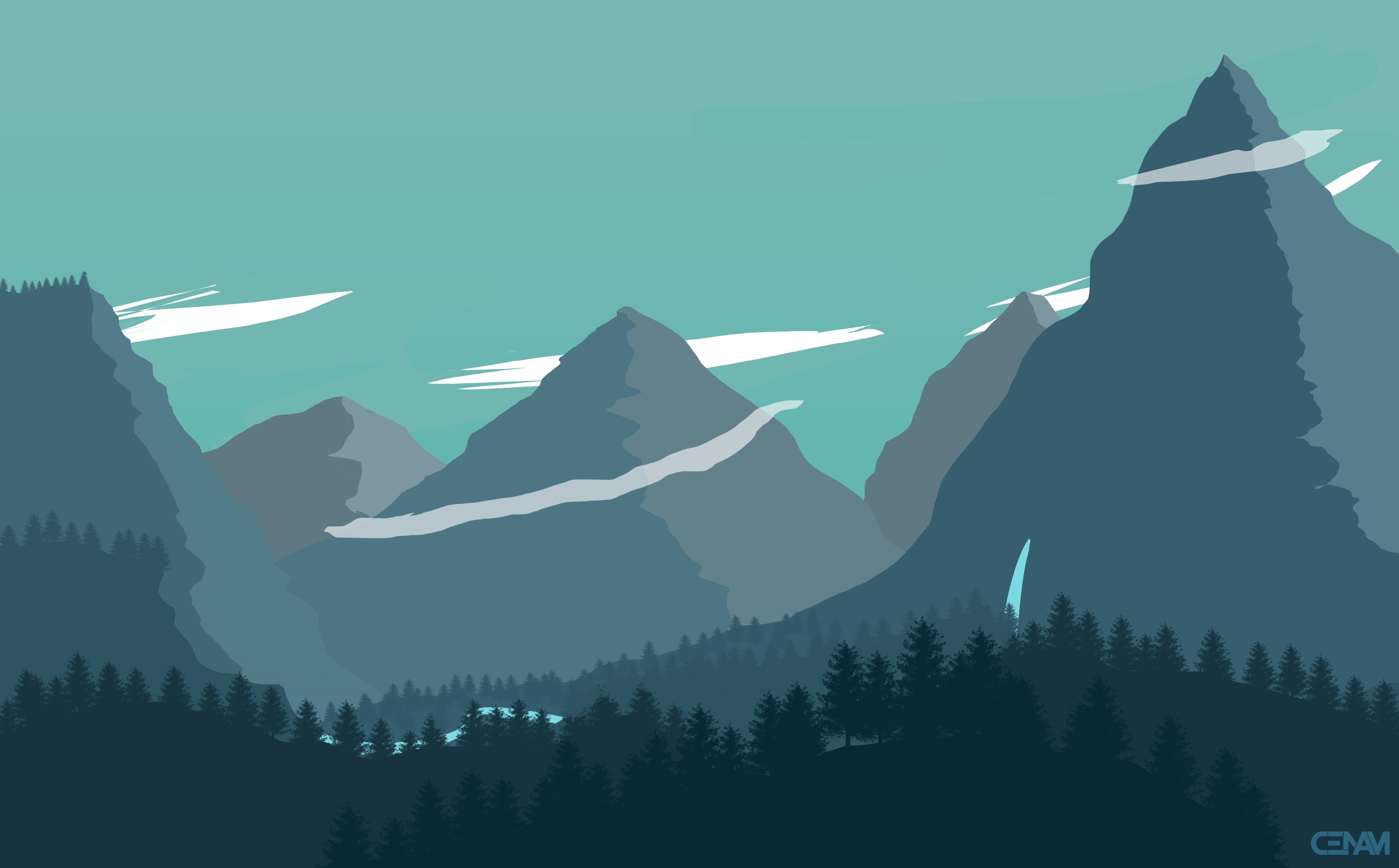 3480x2160 Wallpaper forest, landscape, mountains, the game, art, Campo Santo, Firewatch, Fire watch for mobile and desktop, section игры, resolution 3480x2160