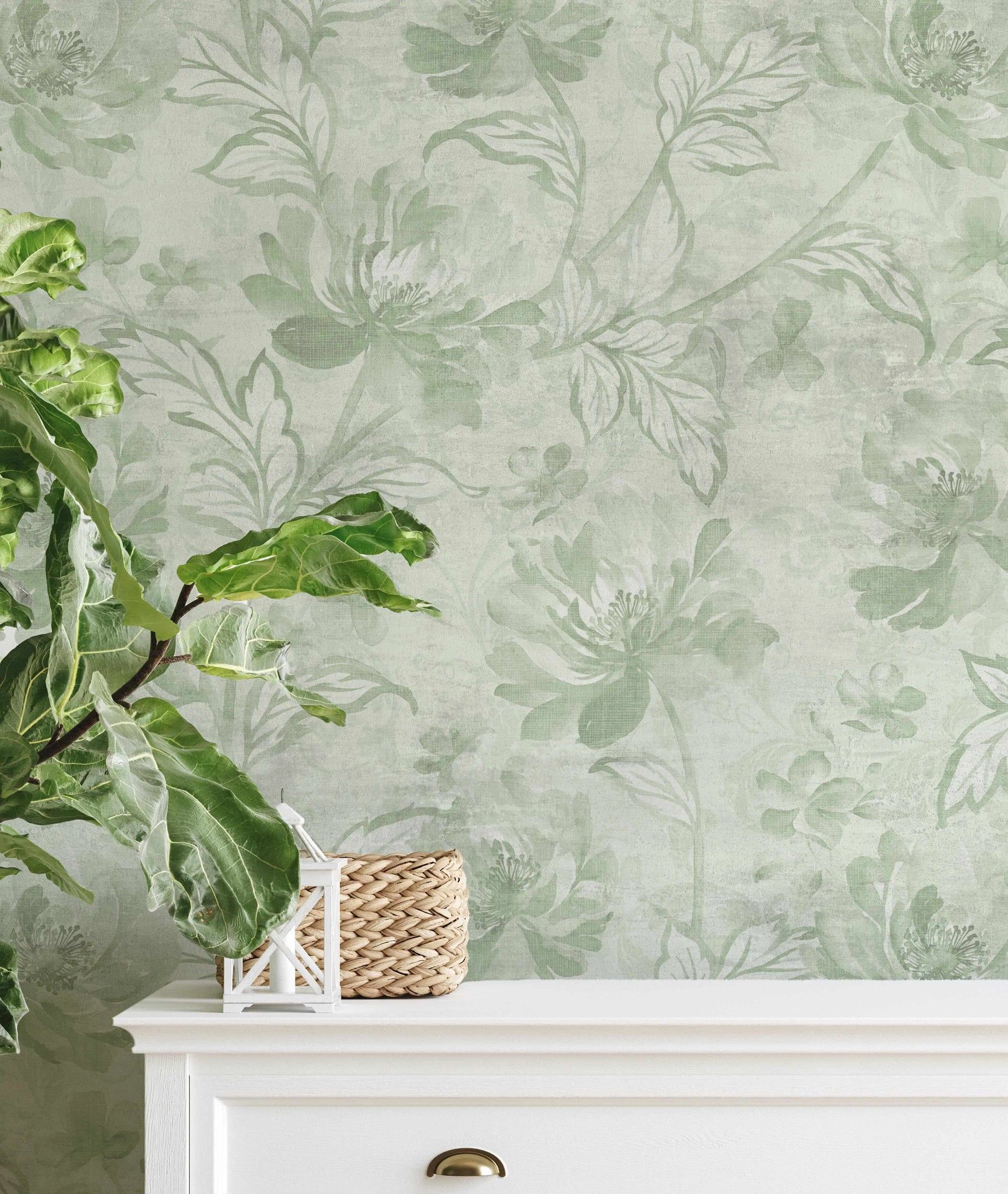 1946x2304 Shop Sage Green French Garden Australian Made Floral Wallpaper Online
