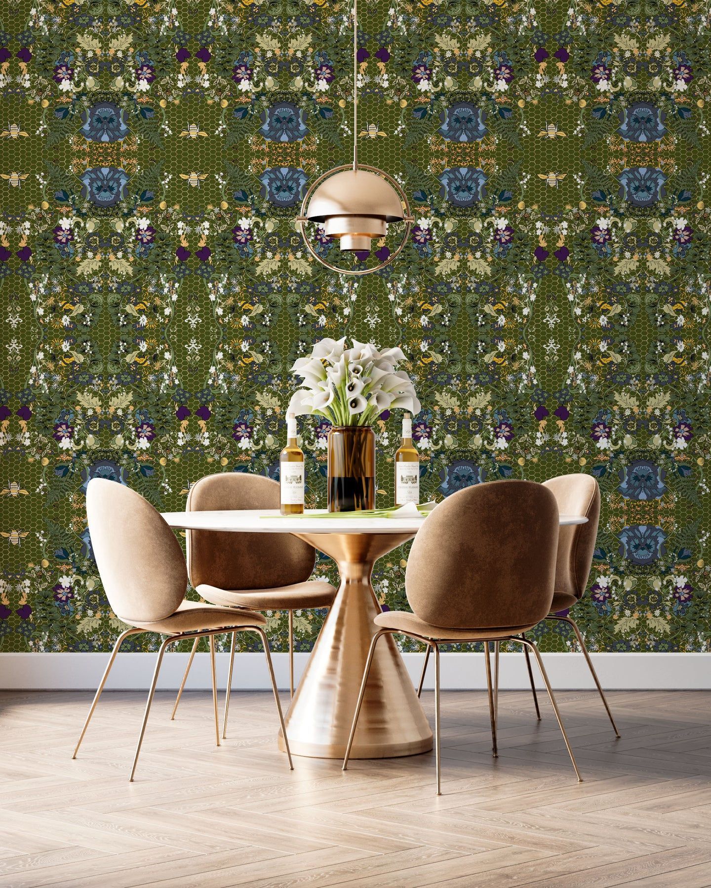 1440x1800 Secret Garden Wallpaper in olive