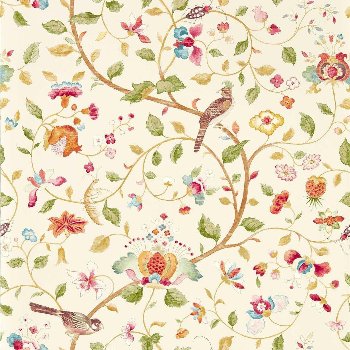 1214x1214 Sanderson Arils Garden Olive Mulberry Wallpaper