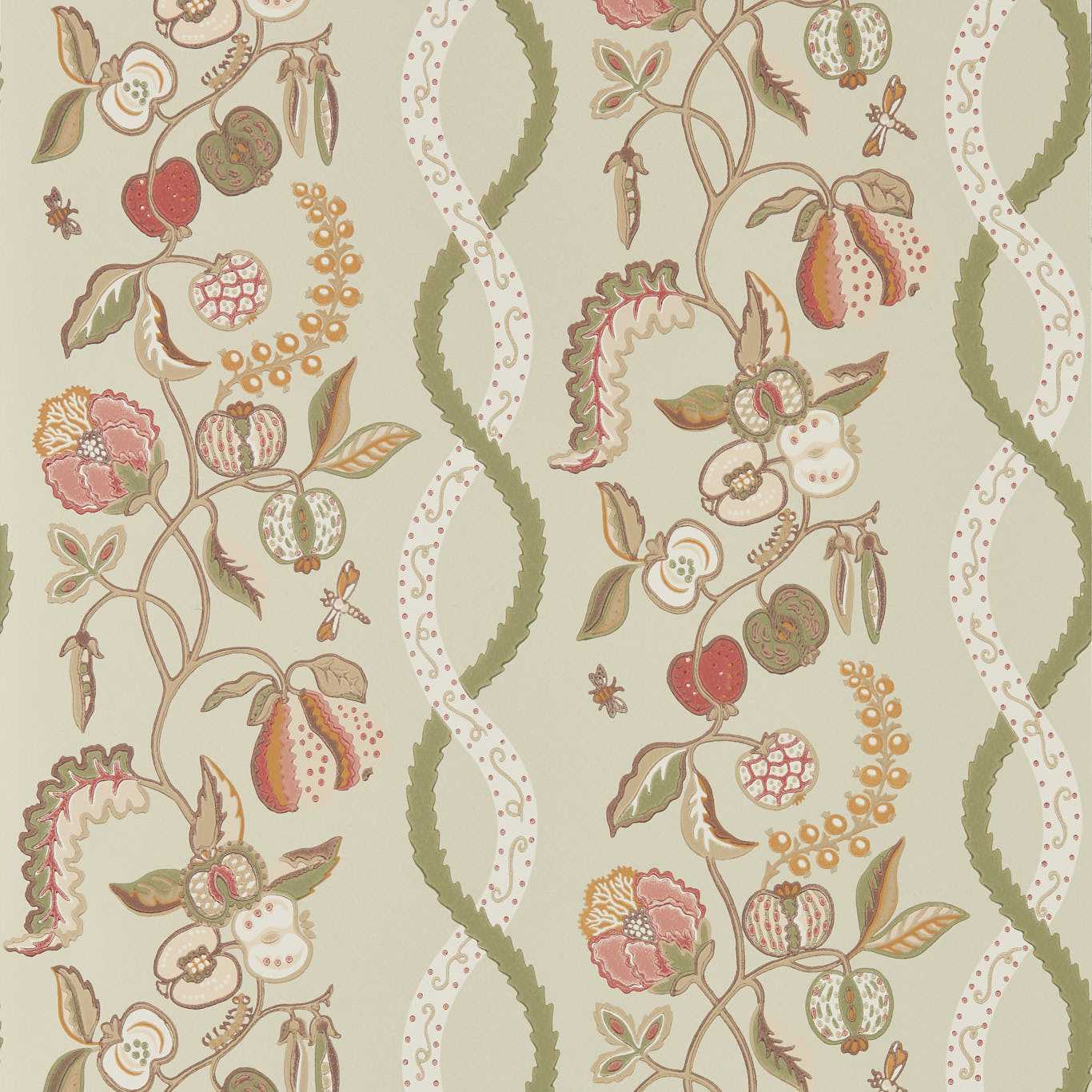 1366x1366 SANDERSON Kitchen Garden Wallpaper Contemporary, Floral Olive, Russet Surflex Printed Wallpaper